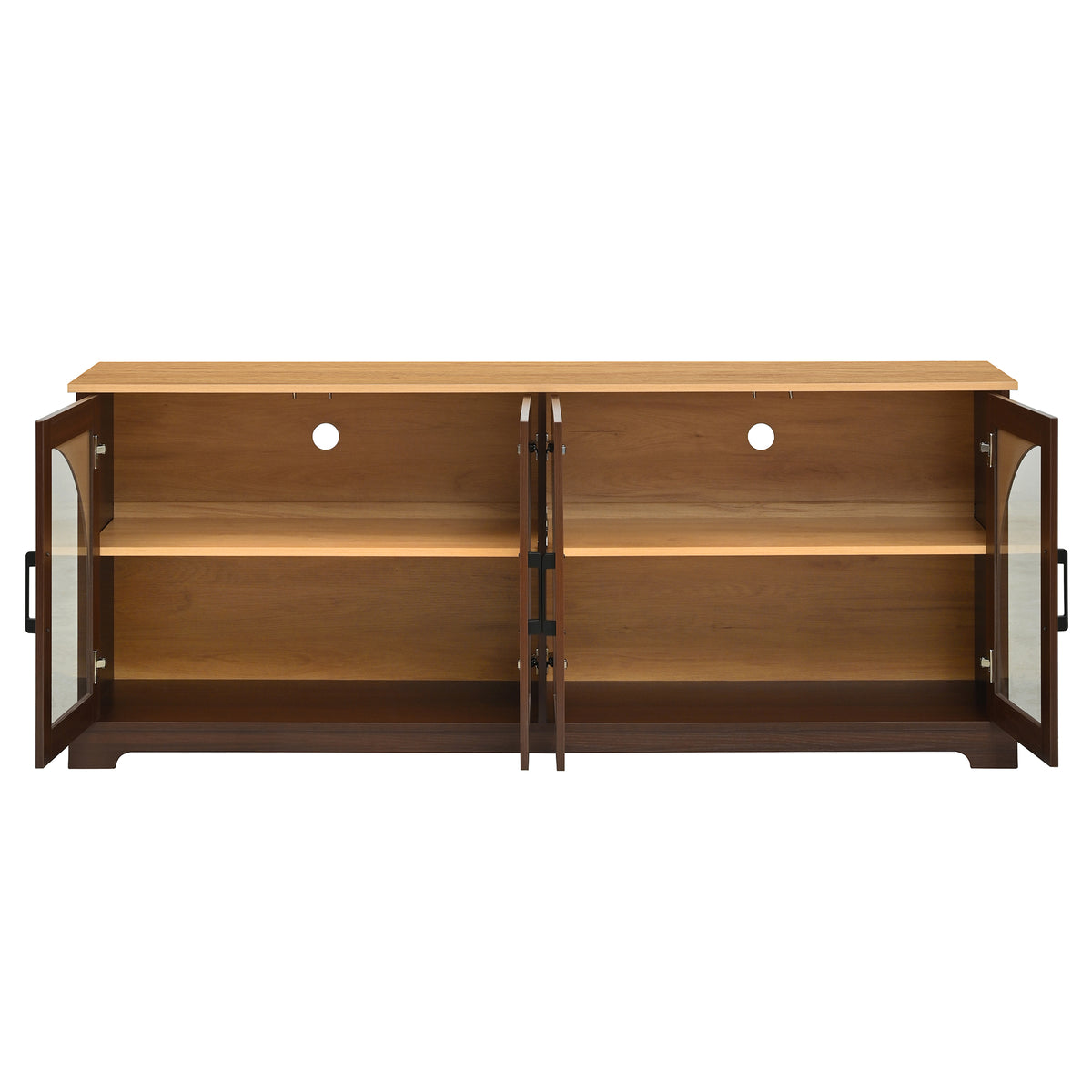 Spoleto 67" Arched Glass Door TV Stand Media Console with 4 Doors