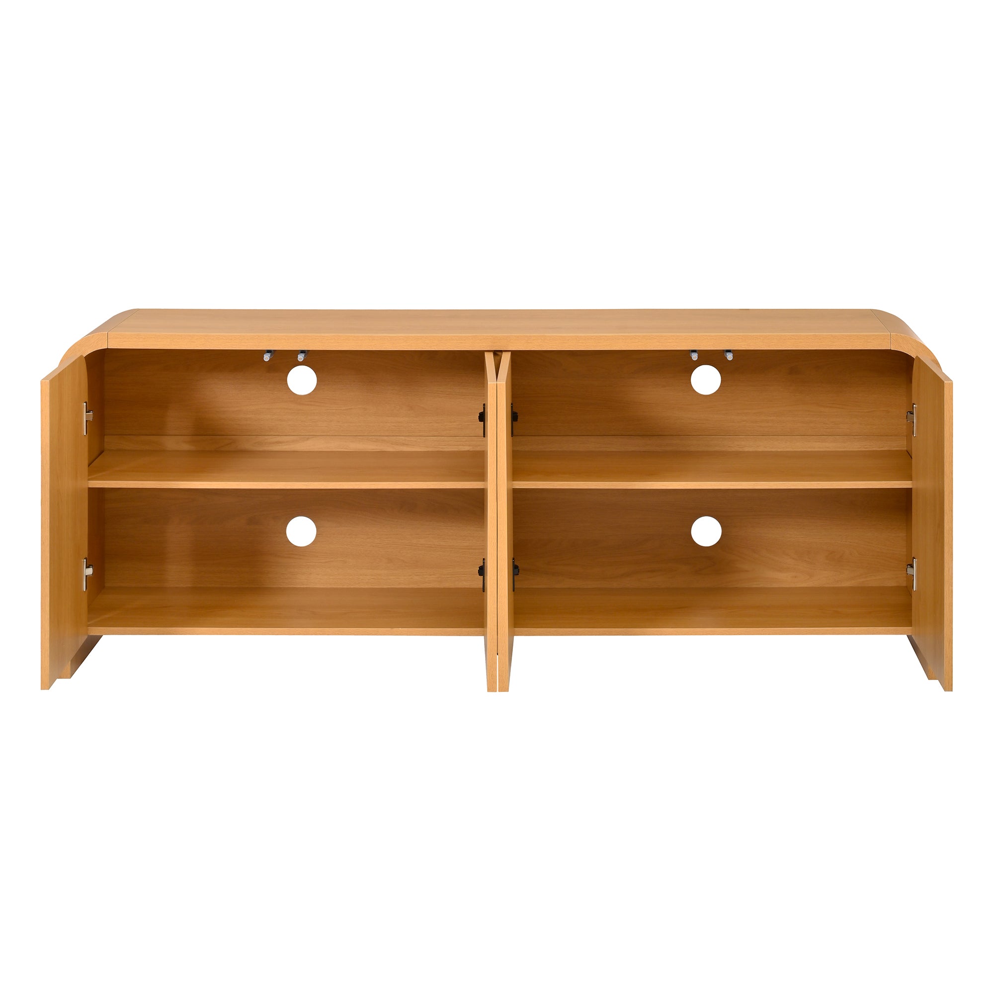 Rieti 66" Curved 4-Door Credenza Media Console with Adjustable Shelves
