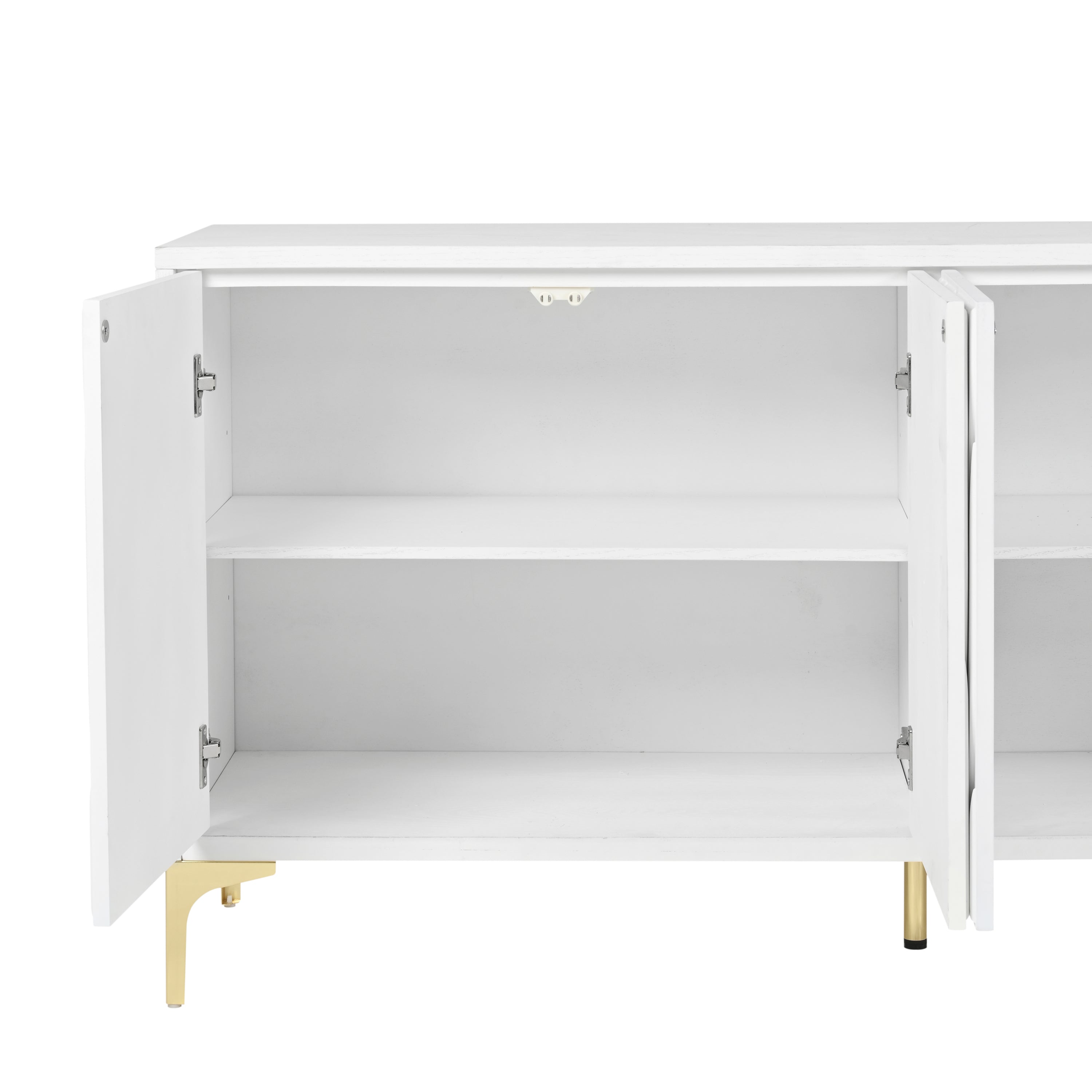 Prague Carved 4 Door Sideboard Buffet Cabinet, White