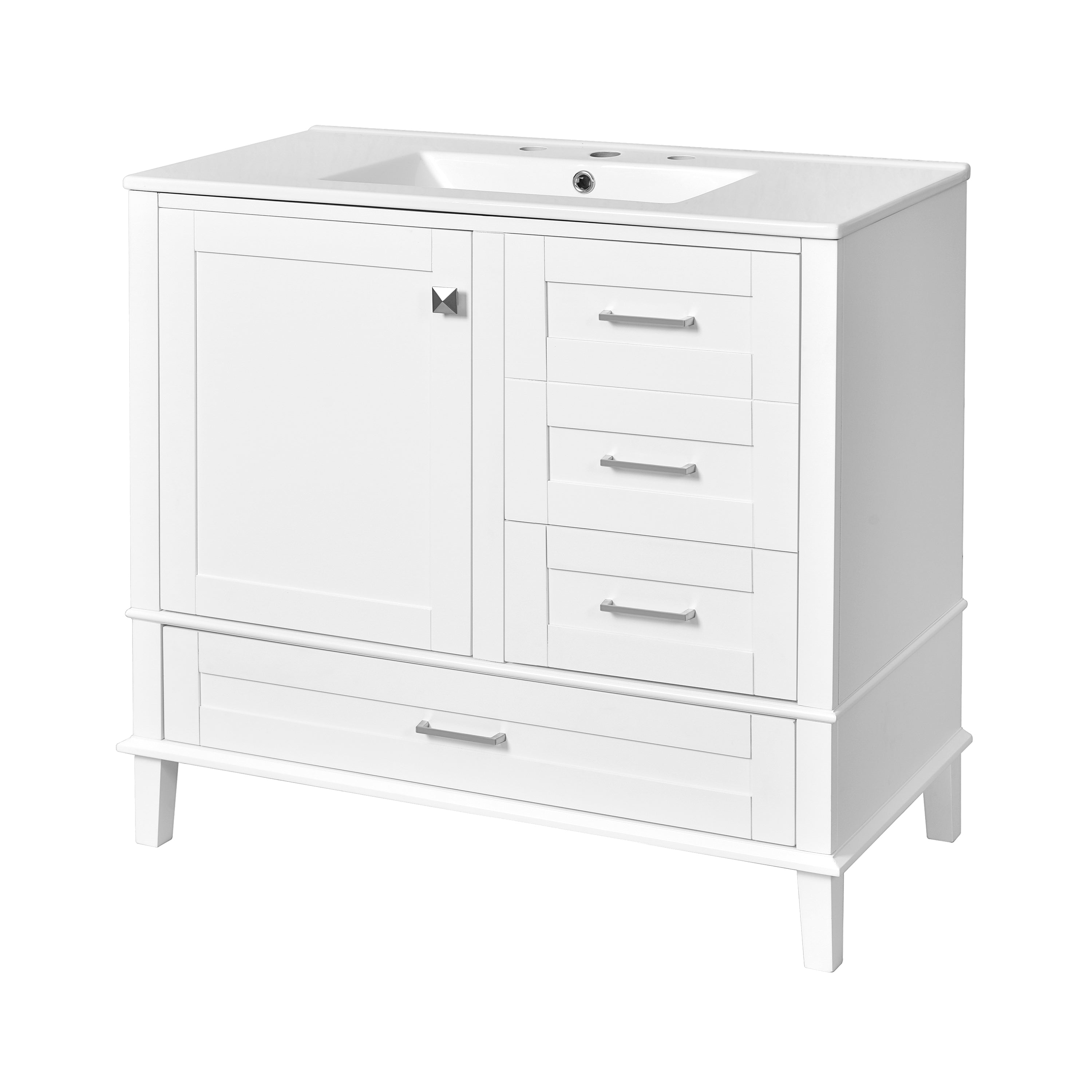 Solvang 36" Bathroom Vanity with Ceramic Sink and Storage Cabinet