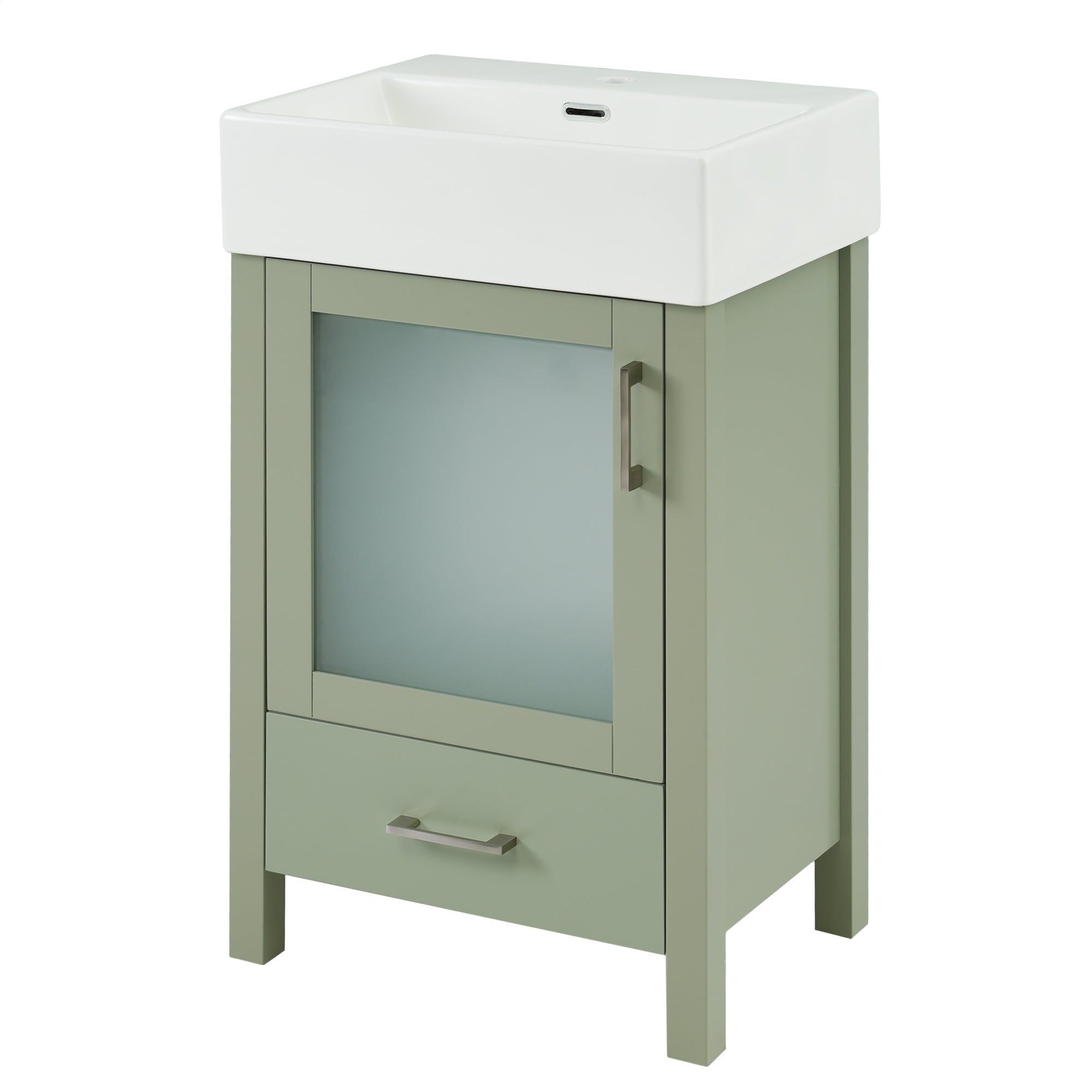Arenal 20" Bathroom Vanity Ceramic Sink and Glass Door Storage Cabinet