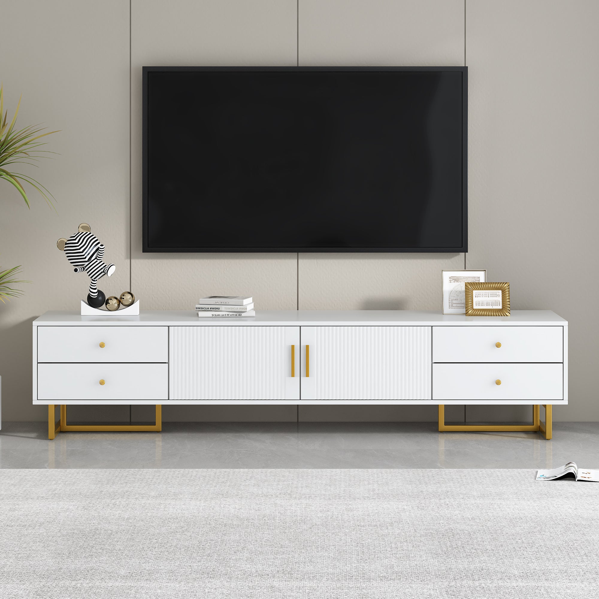Quito Modern TV Stand with Gold Metal Legs