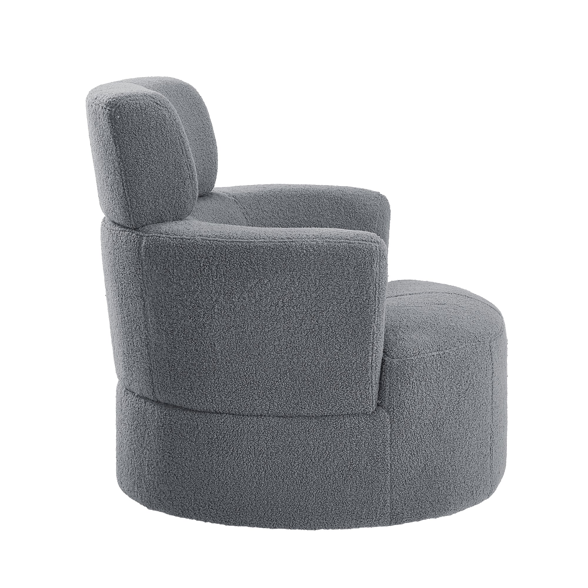 Cascade Boucle Swivel  Round Sofa Chair with Adjustable Headrest