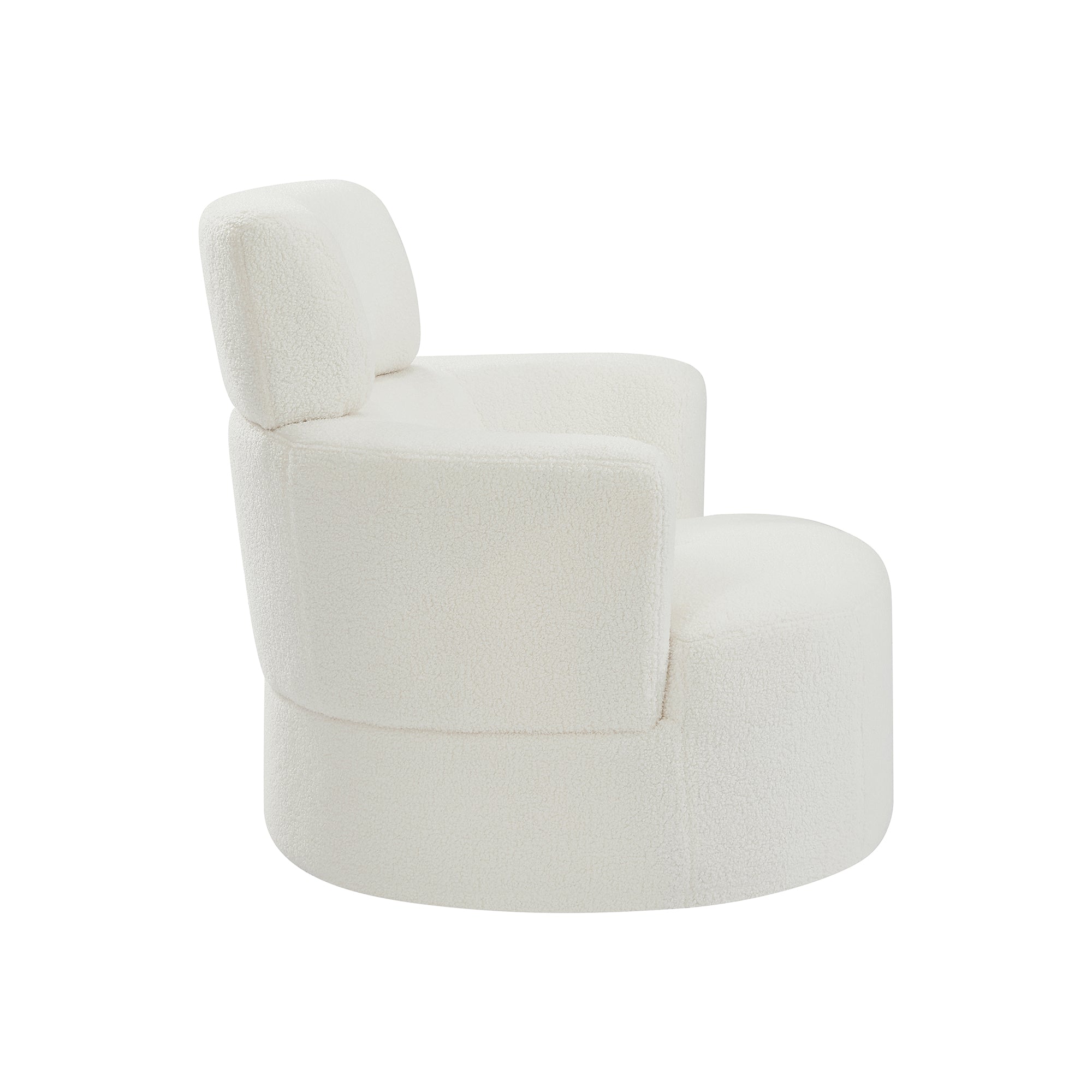Cascade Boucle Swivel  Round Sofa Chair with Adjustable Headrest