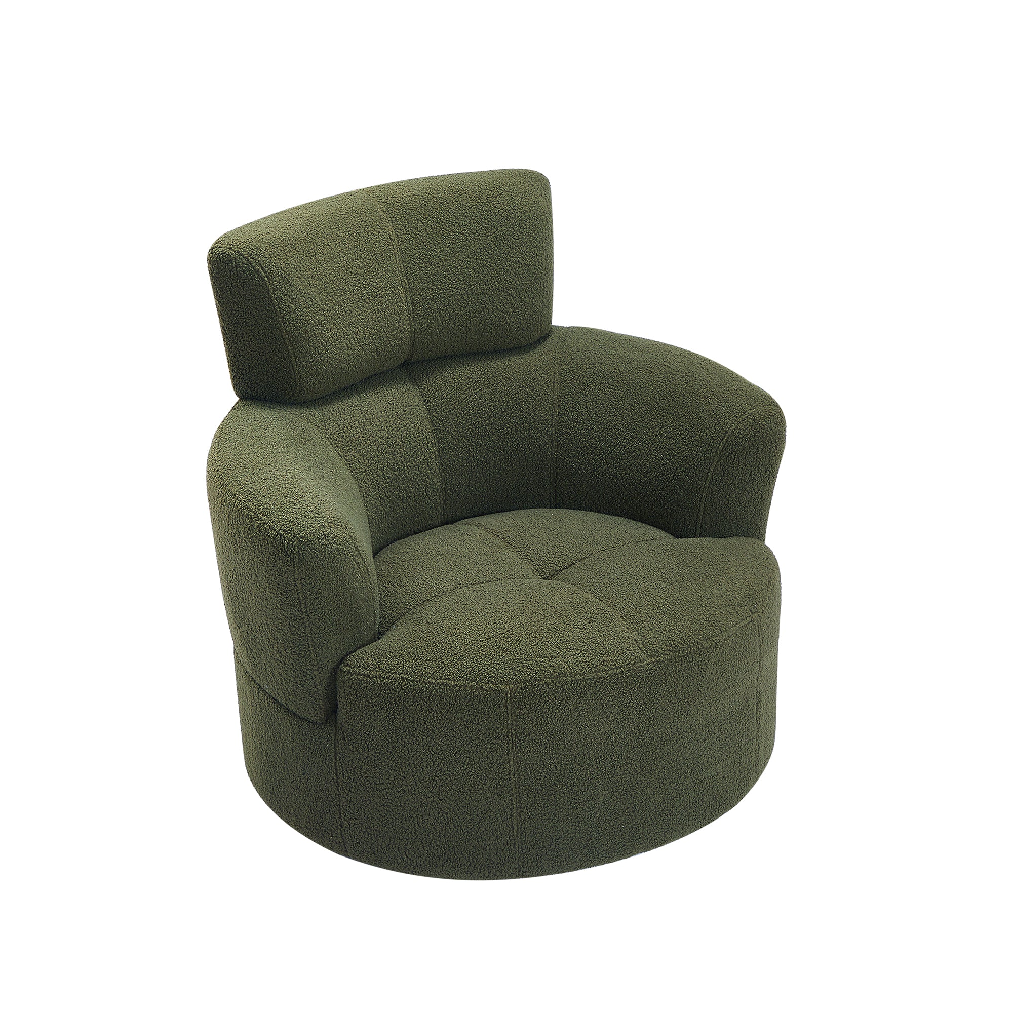 Cascade Boucle Swivel  Round Sofa Chair with Adjustable Headrest