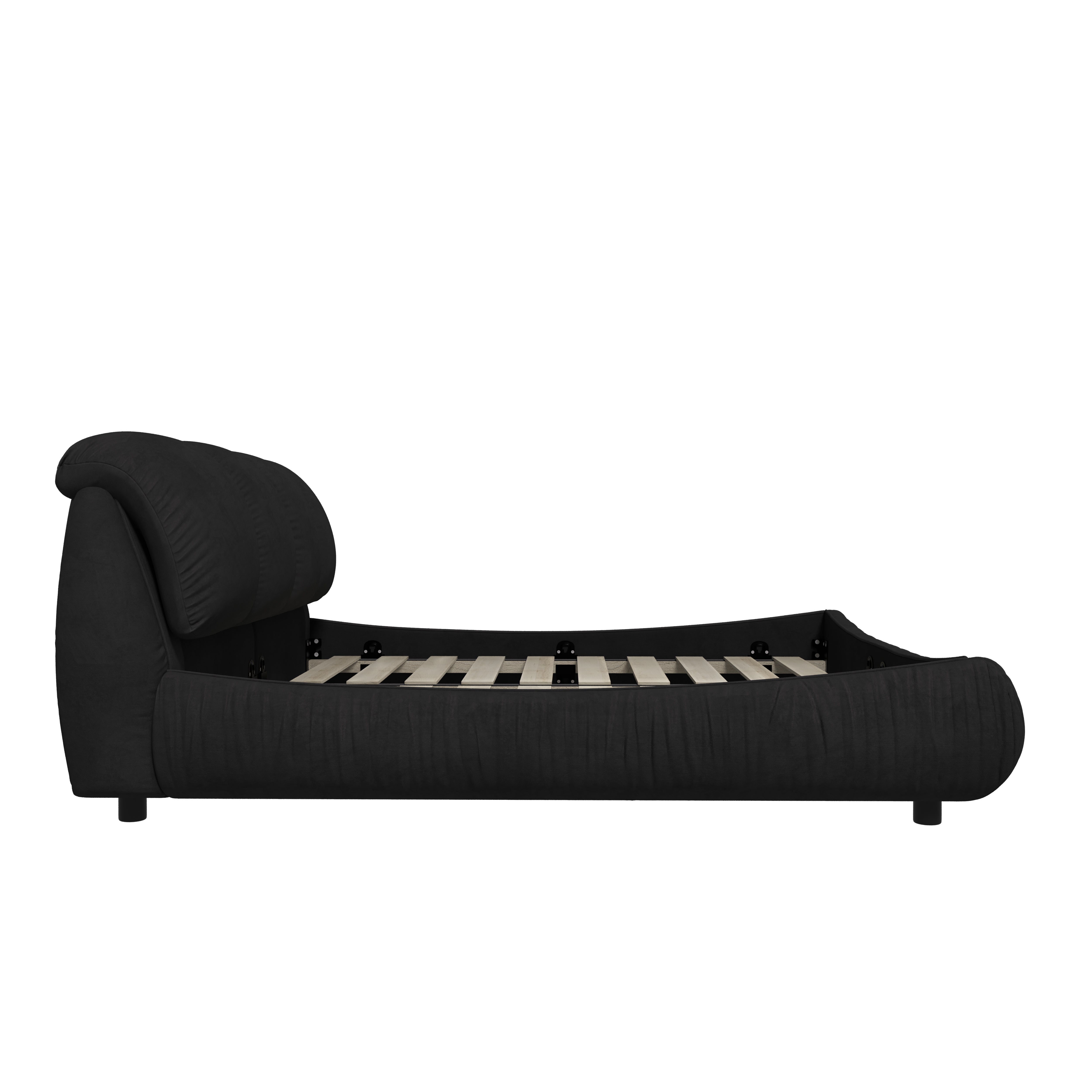 Trosa Luxury King Upholstered Platform Bed with Oversized Cushion Headboard
