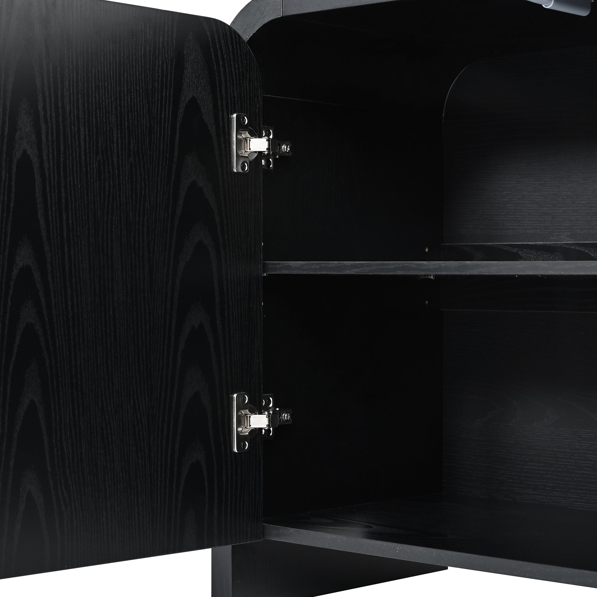 Rieti 66" Curved 4-Door Credenza Media Console with Adjustable Shelves