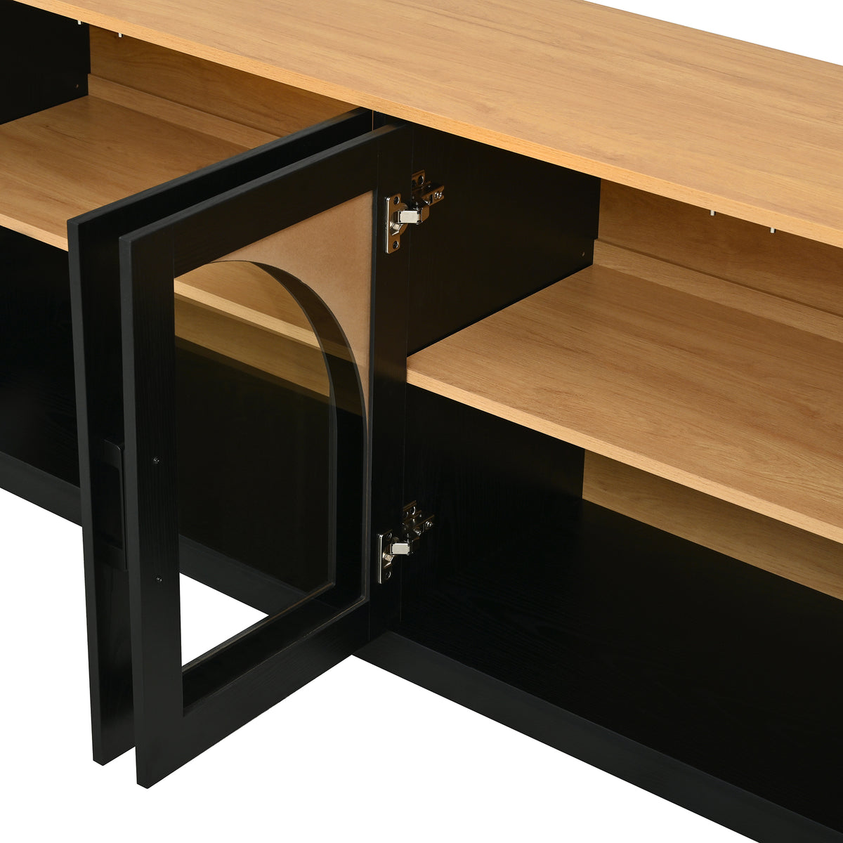 Spoleto 67" Arched Glass Door TV Stand Media Console with 4 Doors