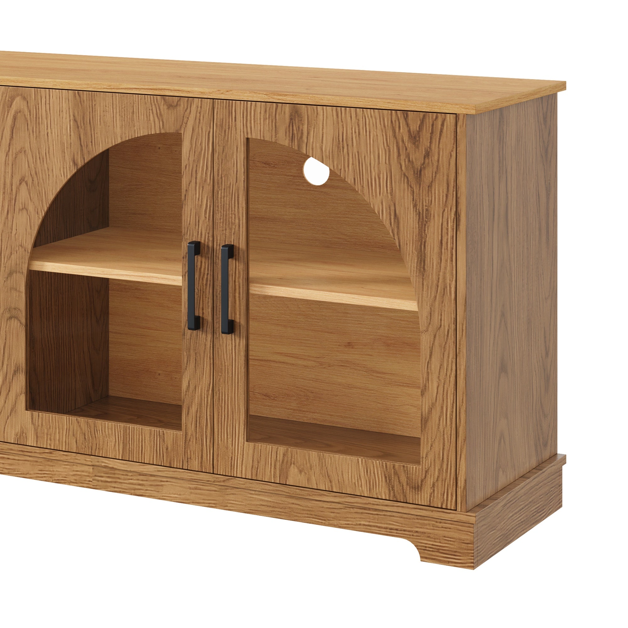 Spoleto 67" Arched Glass Door TV Stand Media Console with 4 Doors