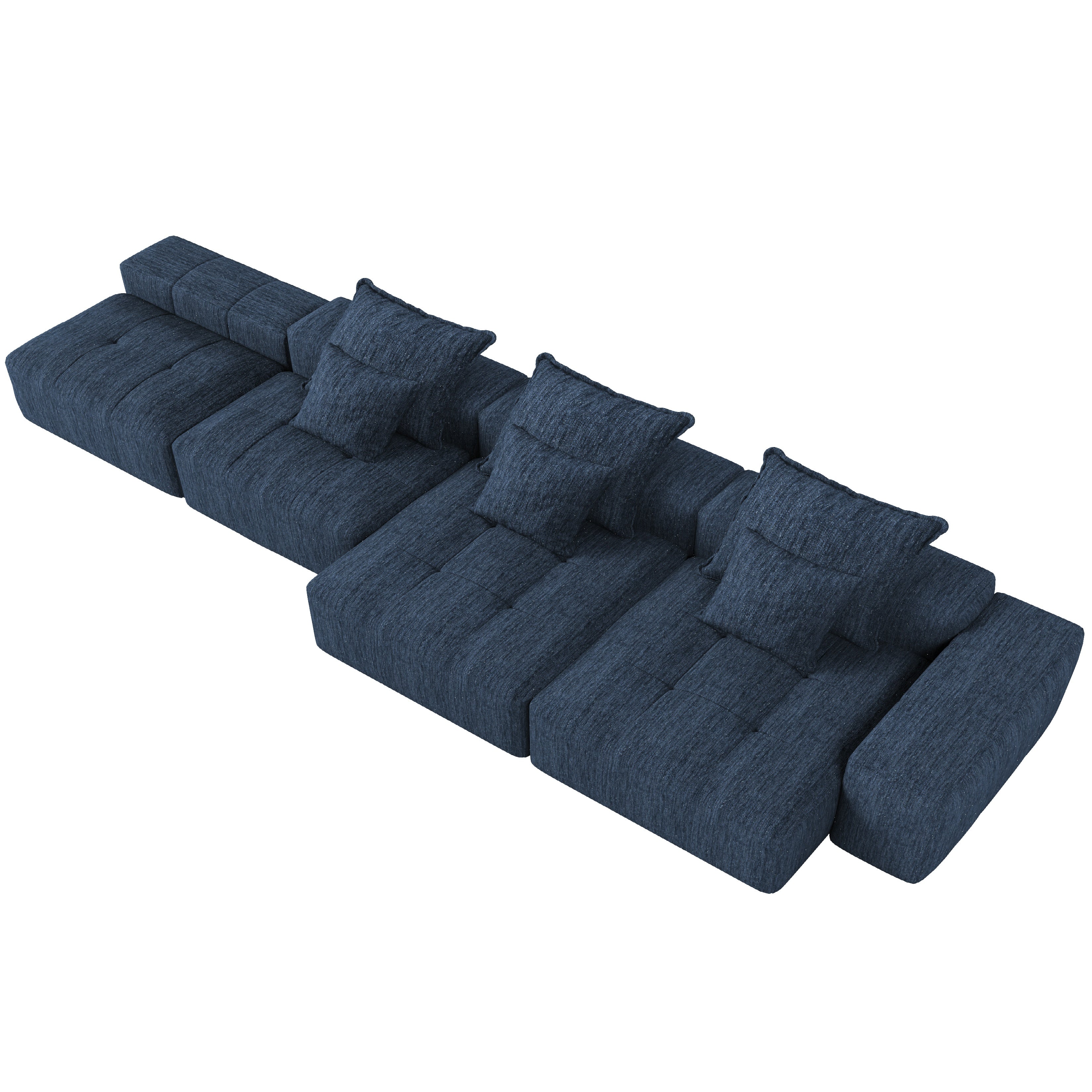 Denver 184" Oversized Chenille Tufted Modular Sectional Sofa with 6 Pillows