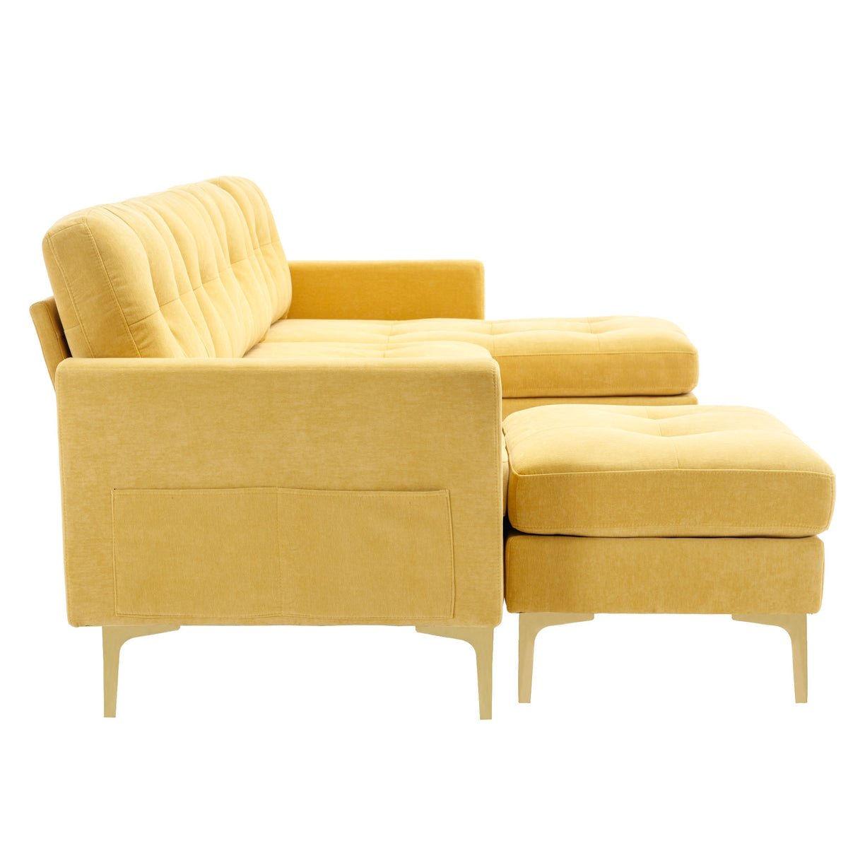 Lubbock 110.6" U-Shaped Convertible Velvet Sectional Sofa with Ottoman
