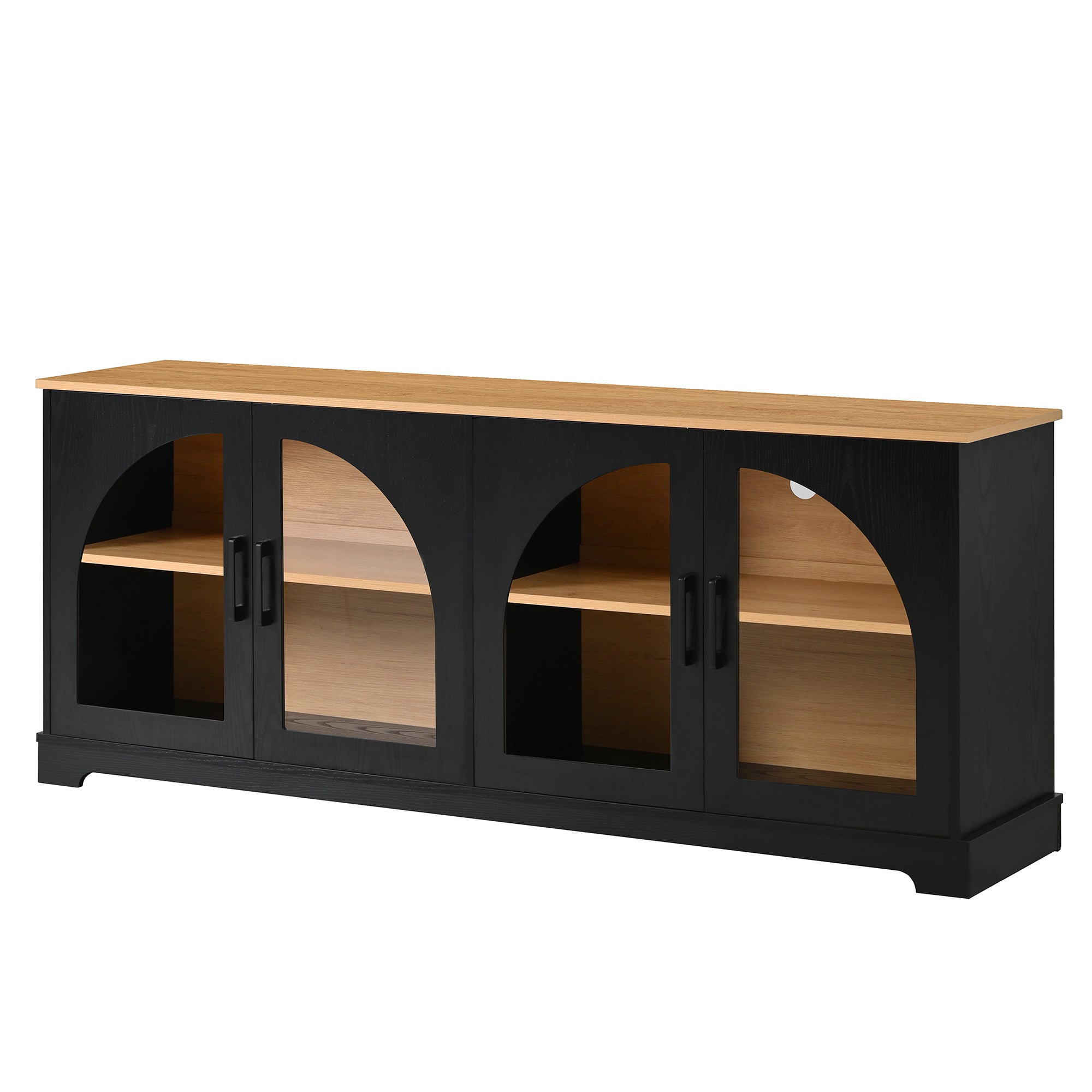 Spoleto 127" 3-Piece TV Stand Set with 2 Arched Bookcases