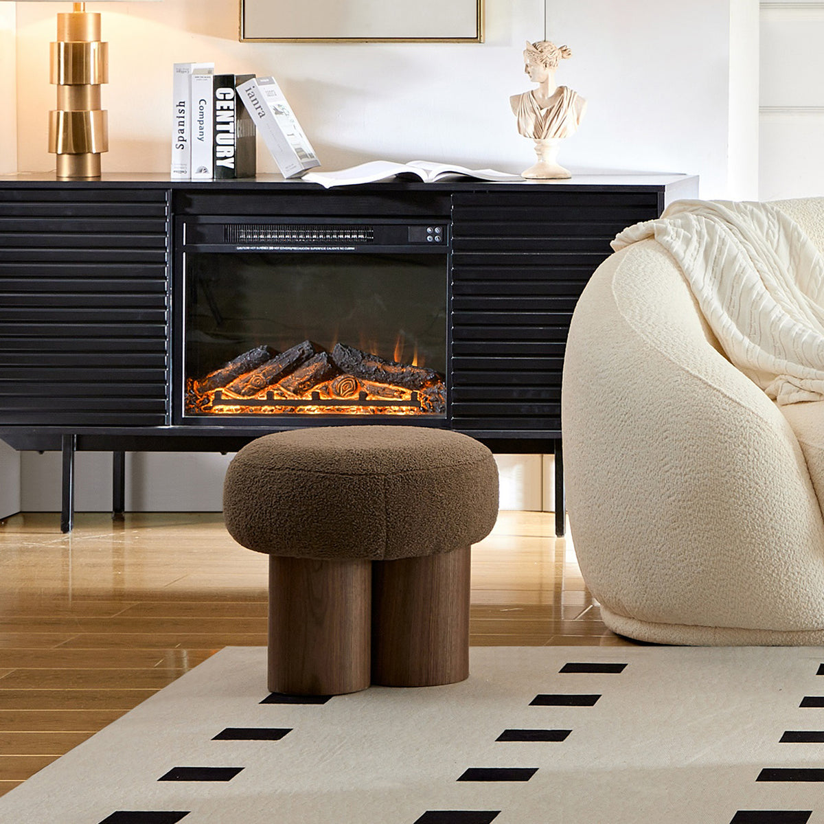 Mono Wooden Curved Ottoman Mushroom stool