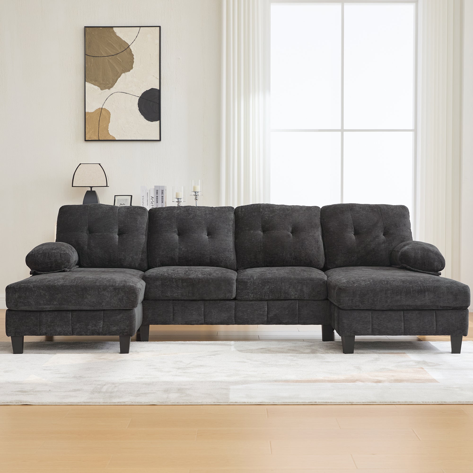 Florence 104" U-Shaped Sectional Sofa with Dual Storage Chaise