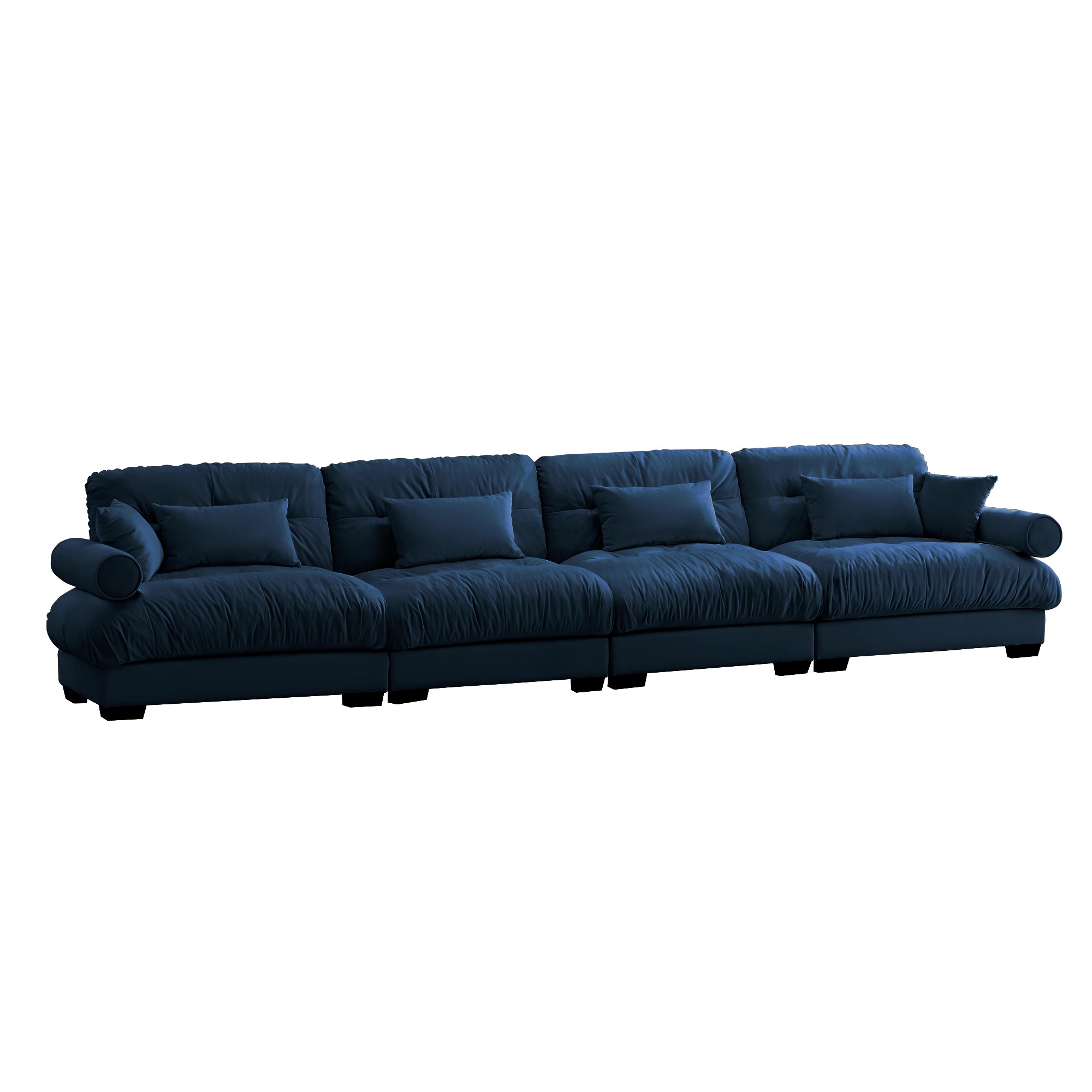 Napa 166” Modular Velvet Upholstered 4-Seater Sofa with Bolstered Armrests