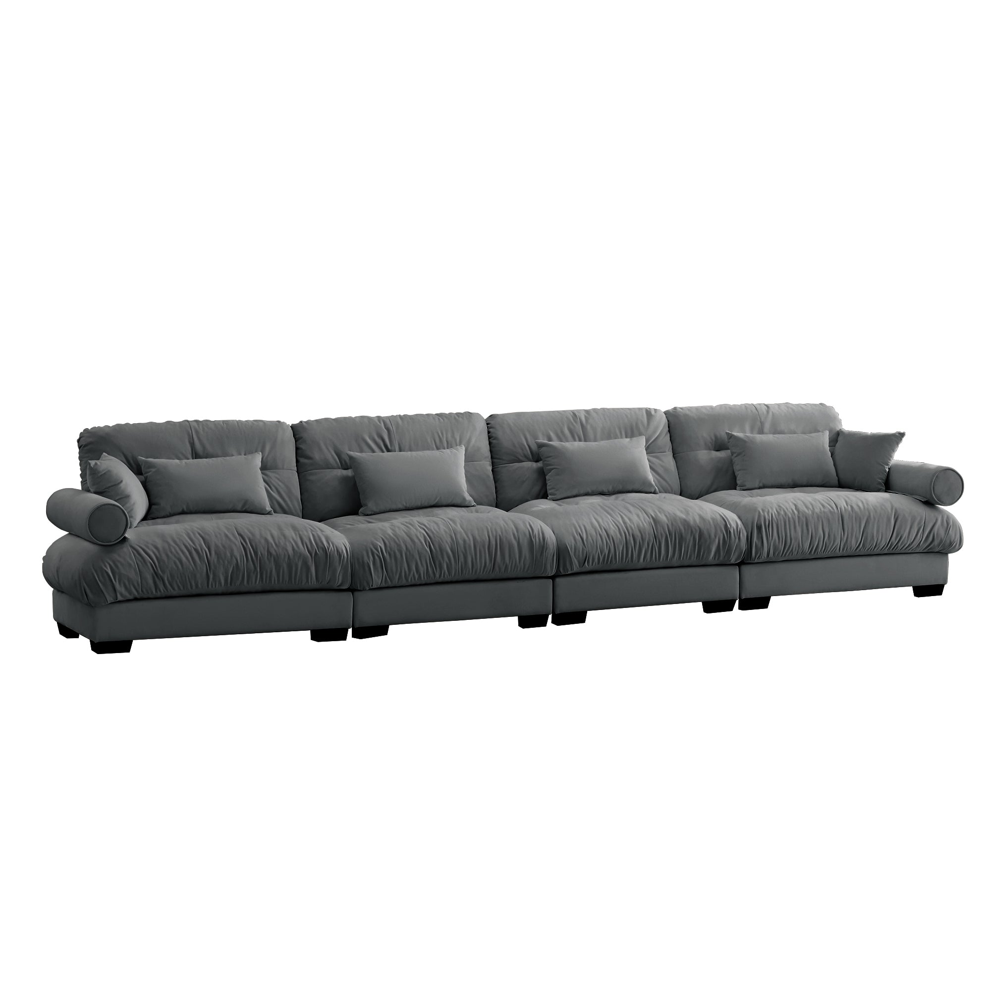 Napa 166” Modular Velvet Upholstered 4-Seater Sofa with Bolstered Armrests