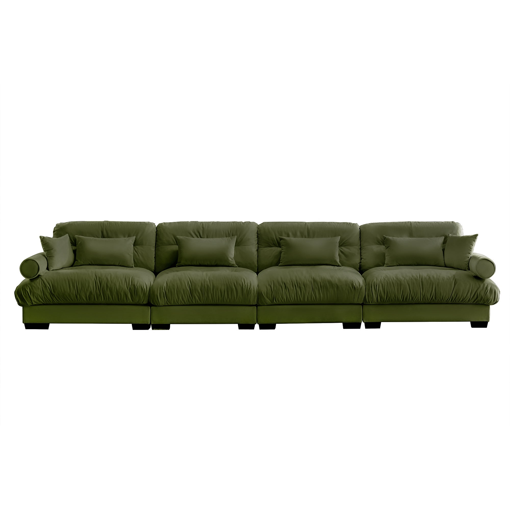 Napa 166” Modular Velvet Upholstered 4-Seater Sofa with Bolstered Armrests