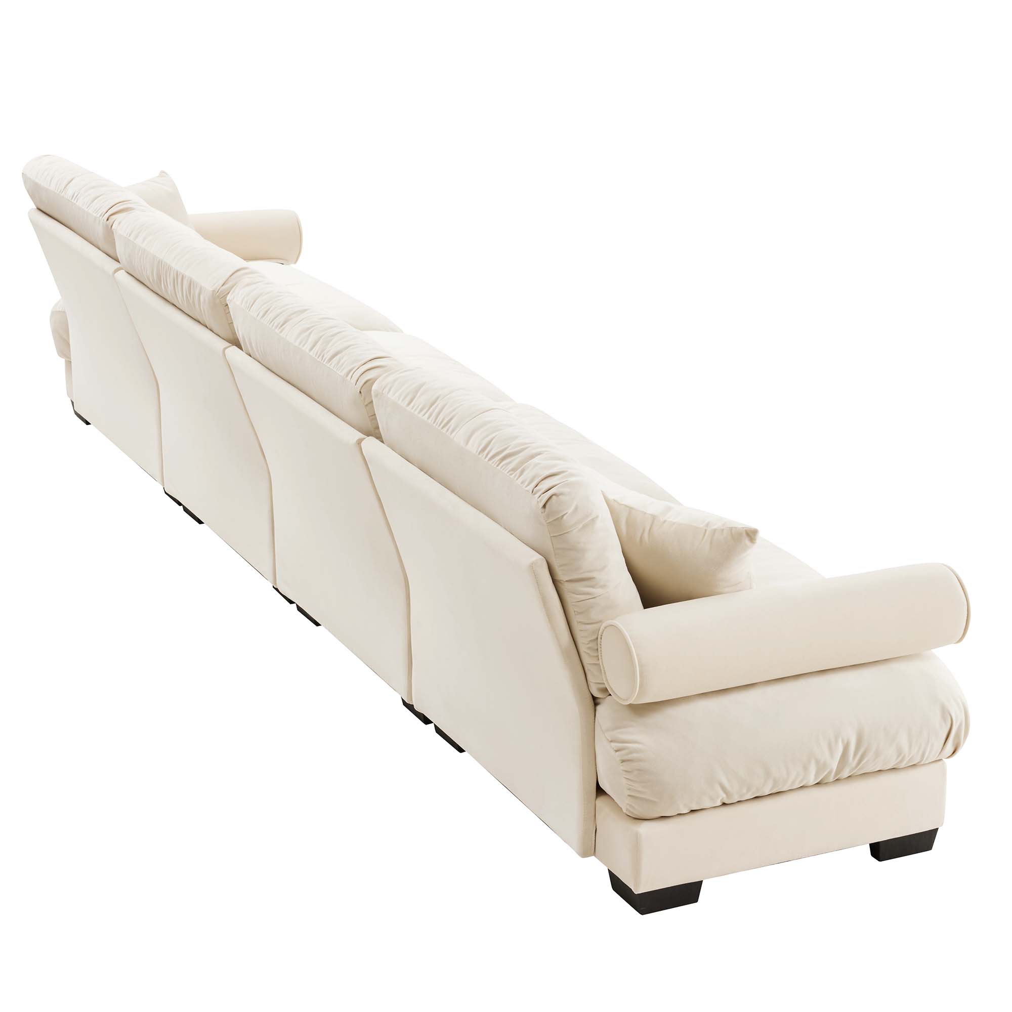 Napa 166” Modular Velvet Upholstered 4-Seater Sofa with Bolstered Armrests