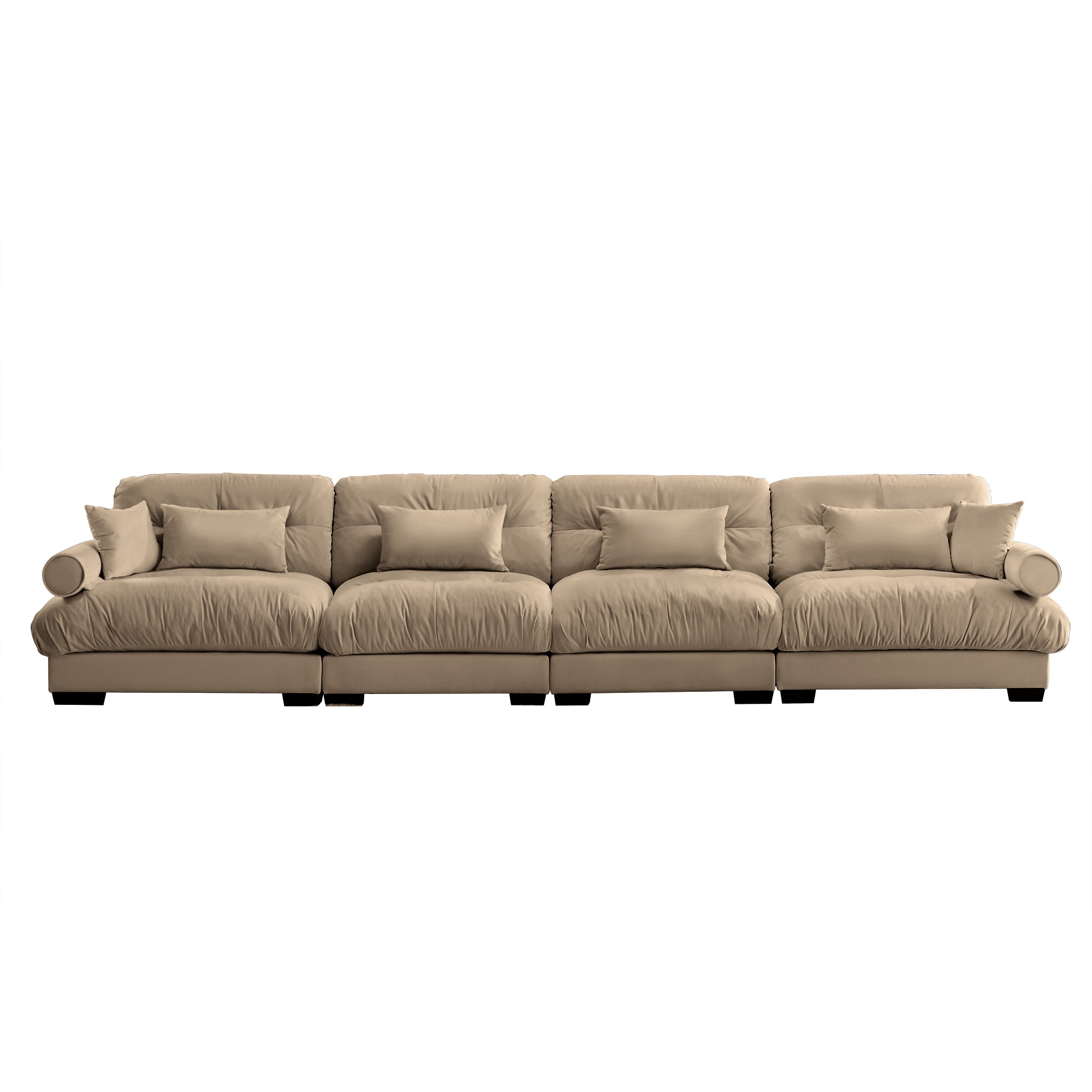 Napa 166” Modular Velvet Upholstered 4-Seater Sofa with Bolstered Armrests