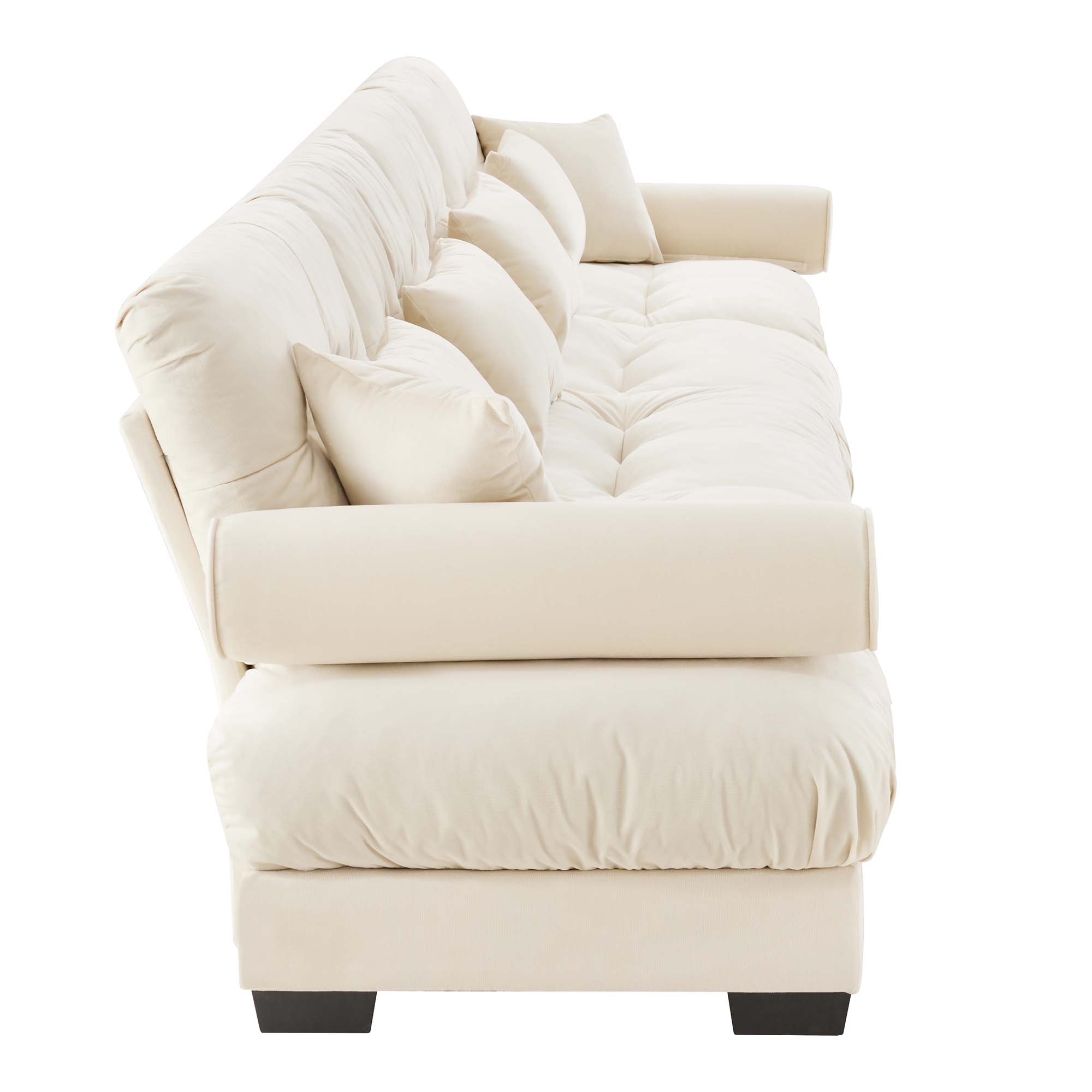 Napa 166” Modular Velvet Upholstered 4-Seater Sofa with Bolstered Armrests