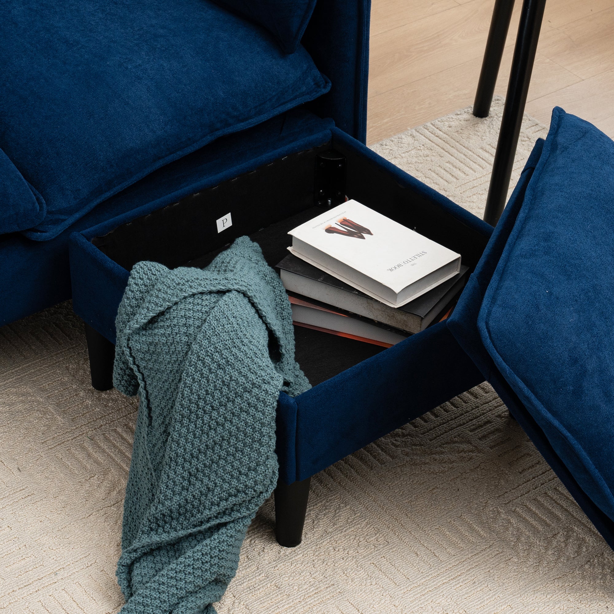 Helsinki 78" Convertible L-Shaped 3-Seater Sofa with Storage Ottomans
