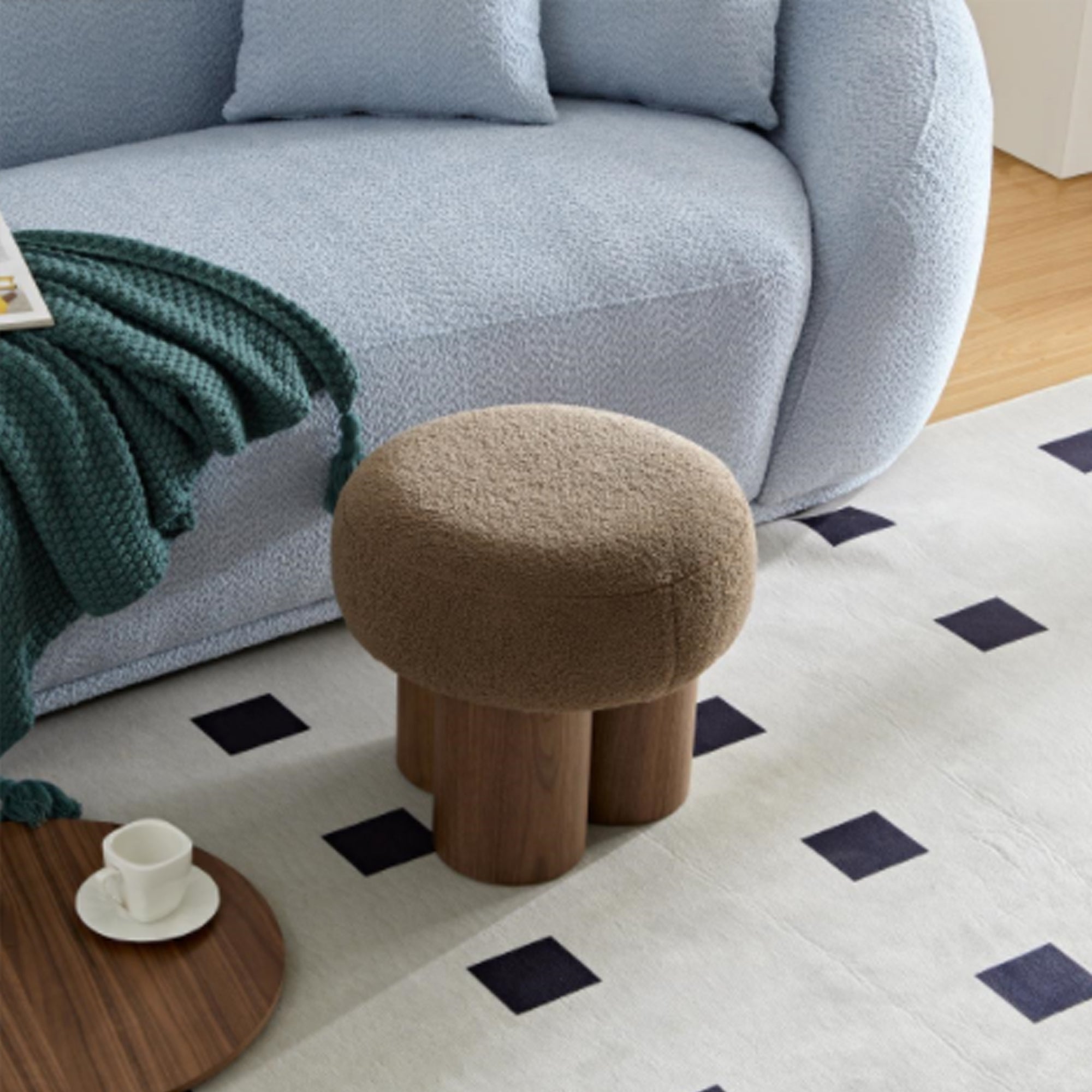 Mono Wooden Curved Ottoman Mushroom stool