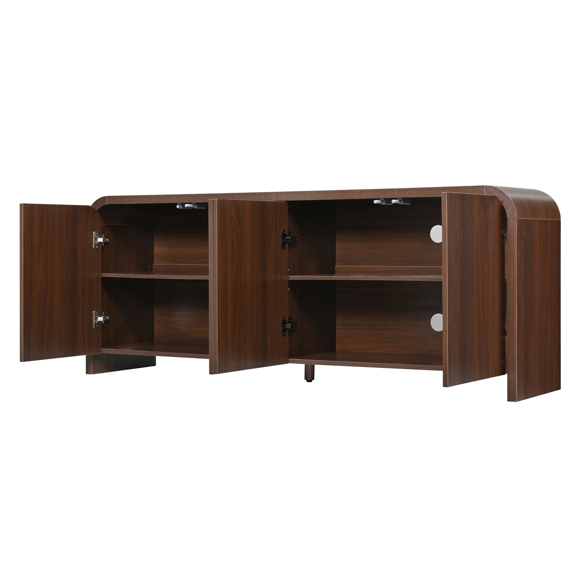 Rieti 66" Curved 4-Door Credenza Media Console with Adjustable Shelves