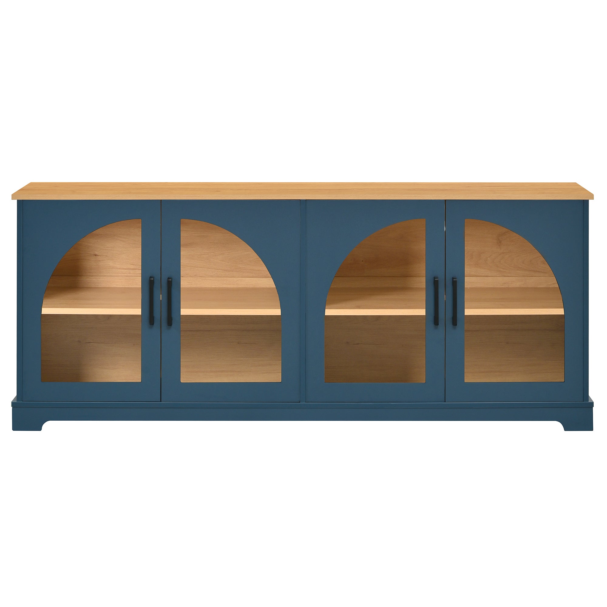 Spoleto 67" Arched Glass Door TV Stand Media Console with 4 Doors