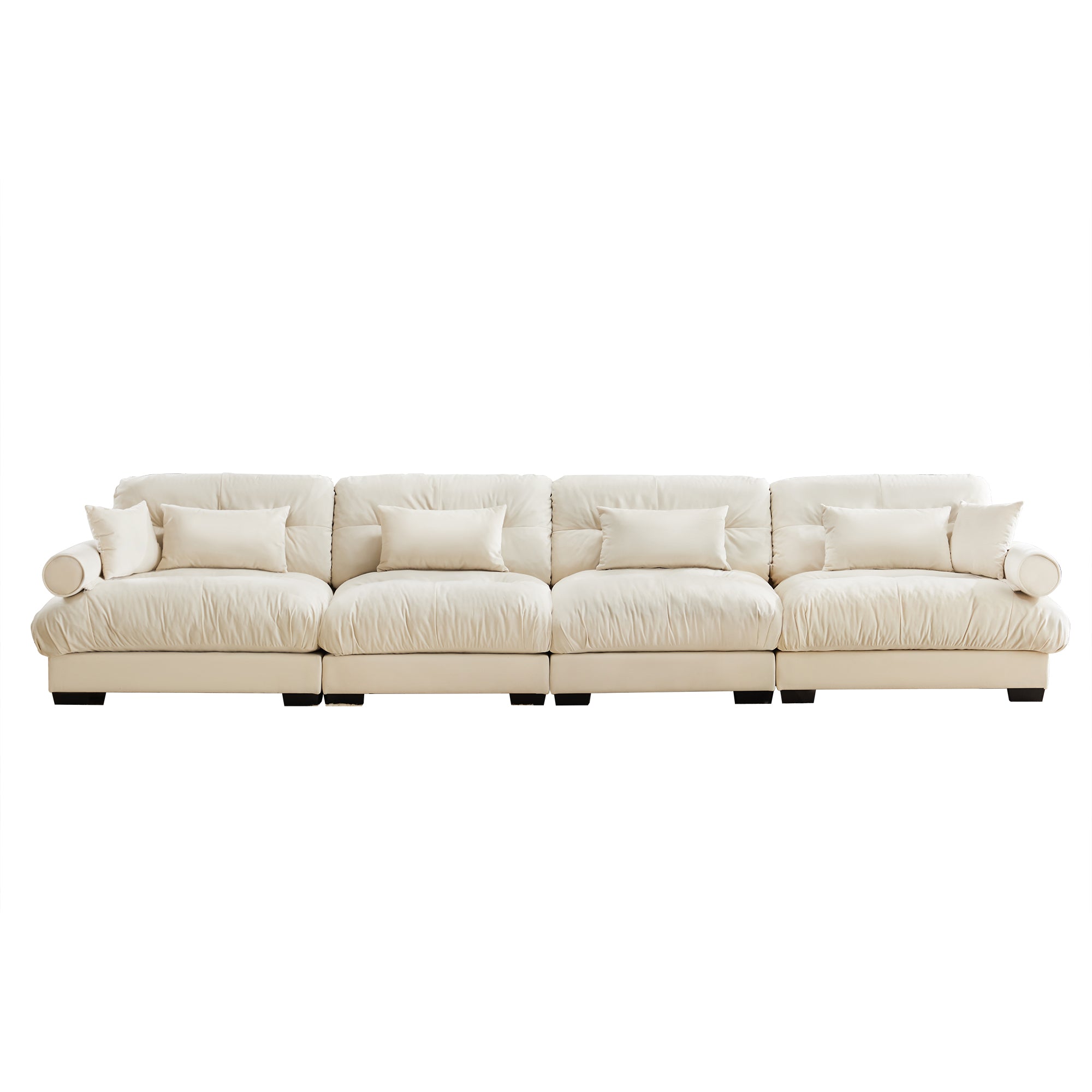 Napa 166” Modular Velvet Upholstered 4-Seater Sofa with Bolstered Armrests