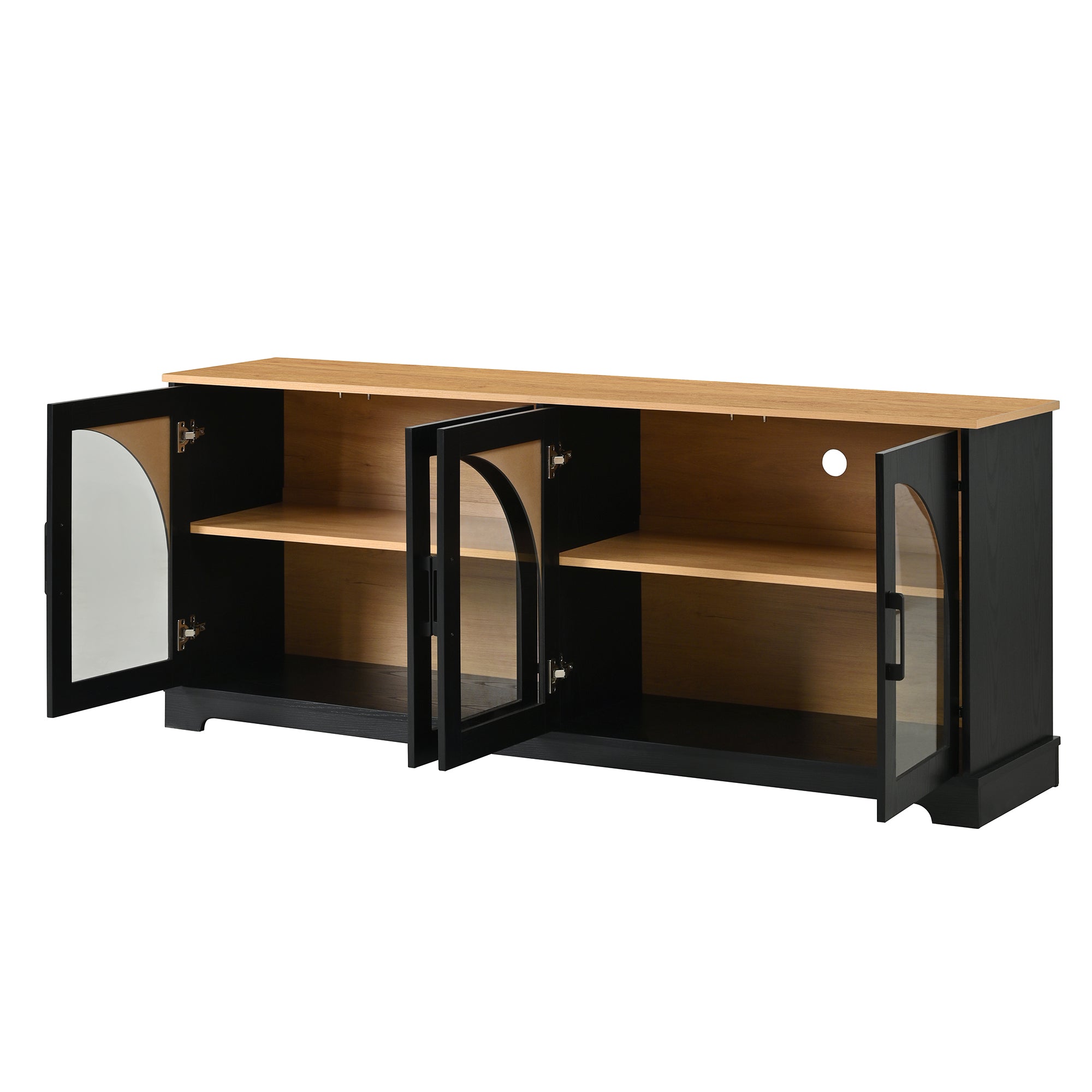 Spoleto 67" Arched Glass Door TV Stand Media Console with 4 Doors