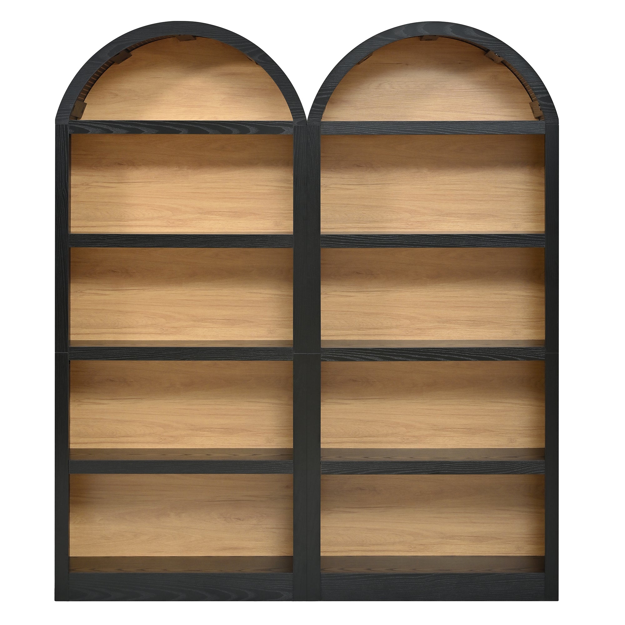 Spoleto 69" Tall Arched Bookcase with 5-Tier Open Shelves Set of 2