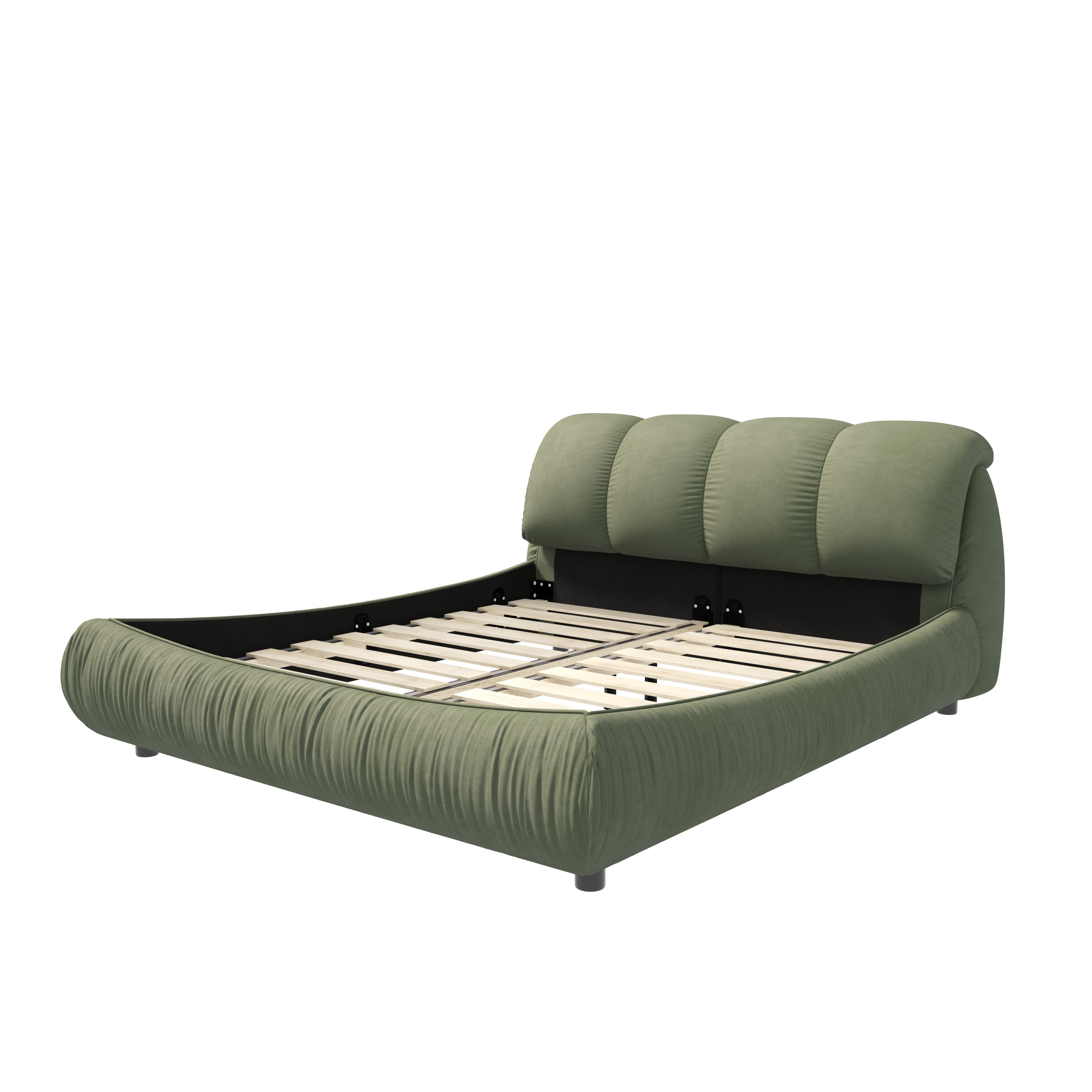 Trosa Luxury King Upholstered Platform Bed with Oversized Cushion Headboard