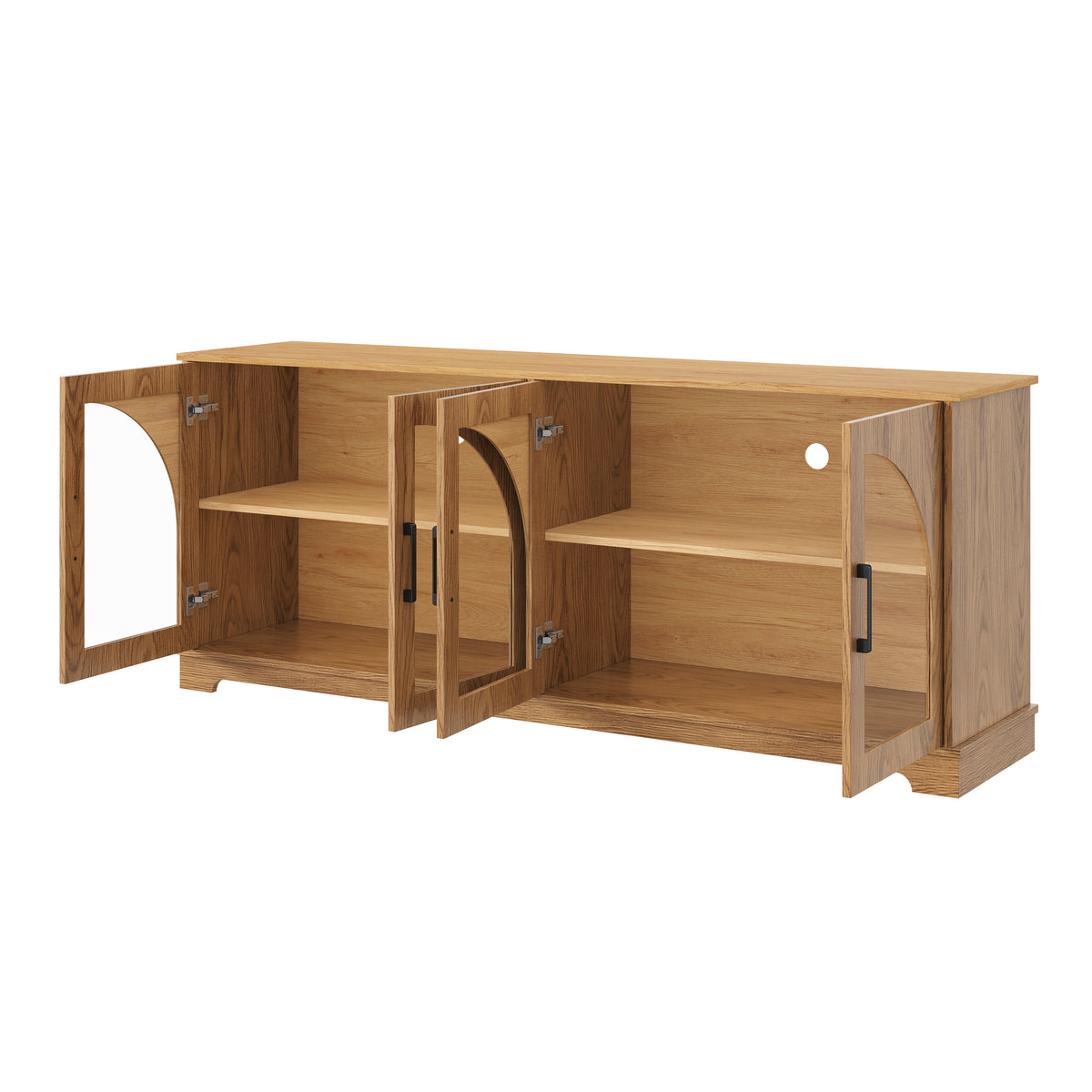 Spoleto 67" Arched Glass Door TV Stand Media Console with 4 Doors