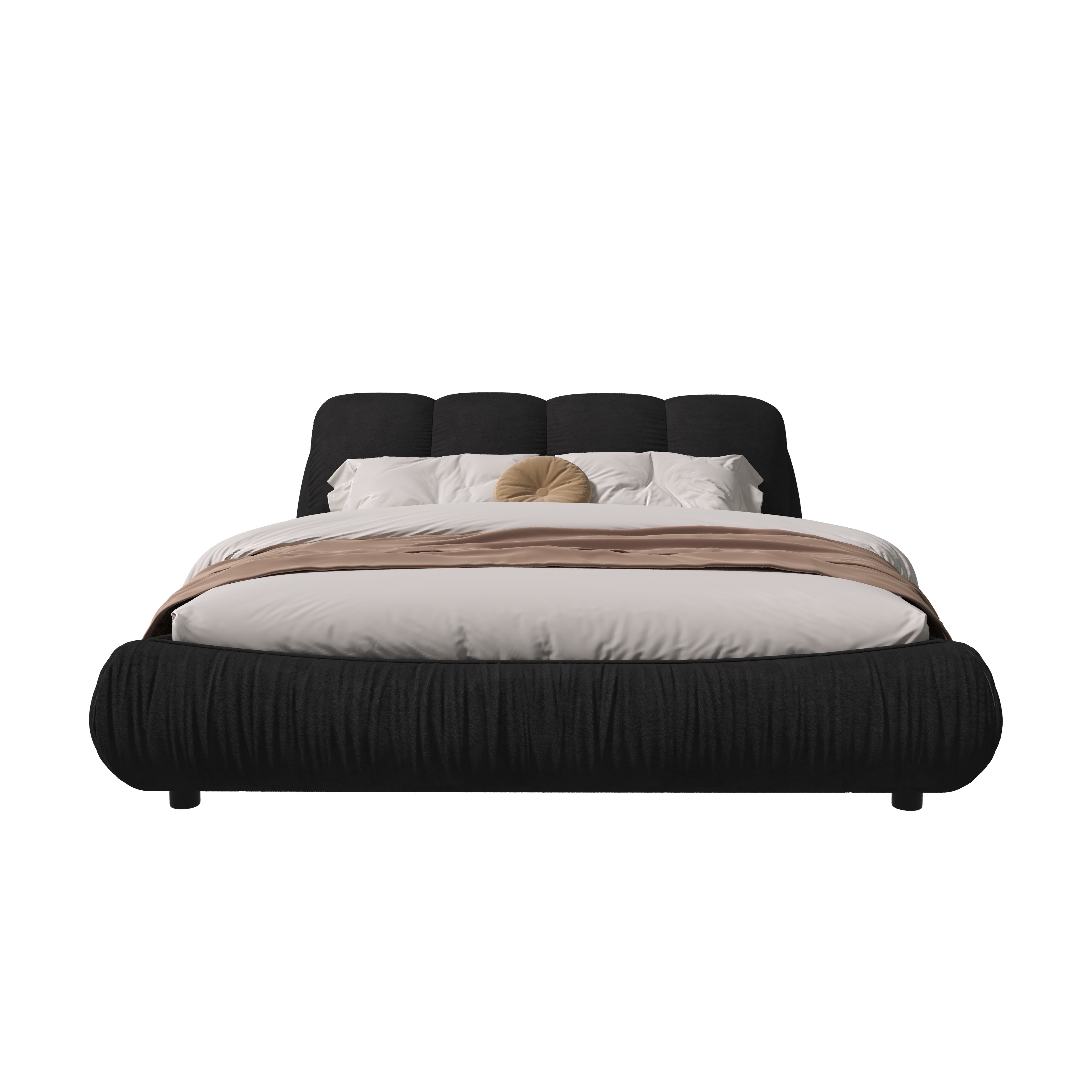 Trosa Luxury King Upholstered Platform Bed with Oversized Cushion Headboard