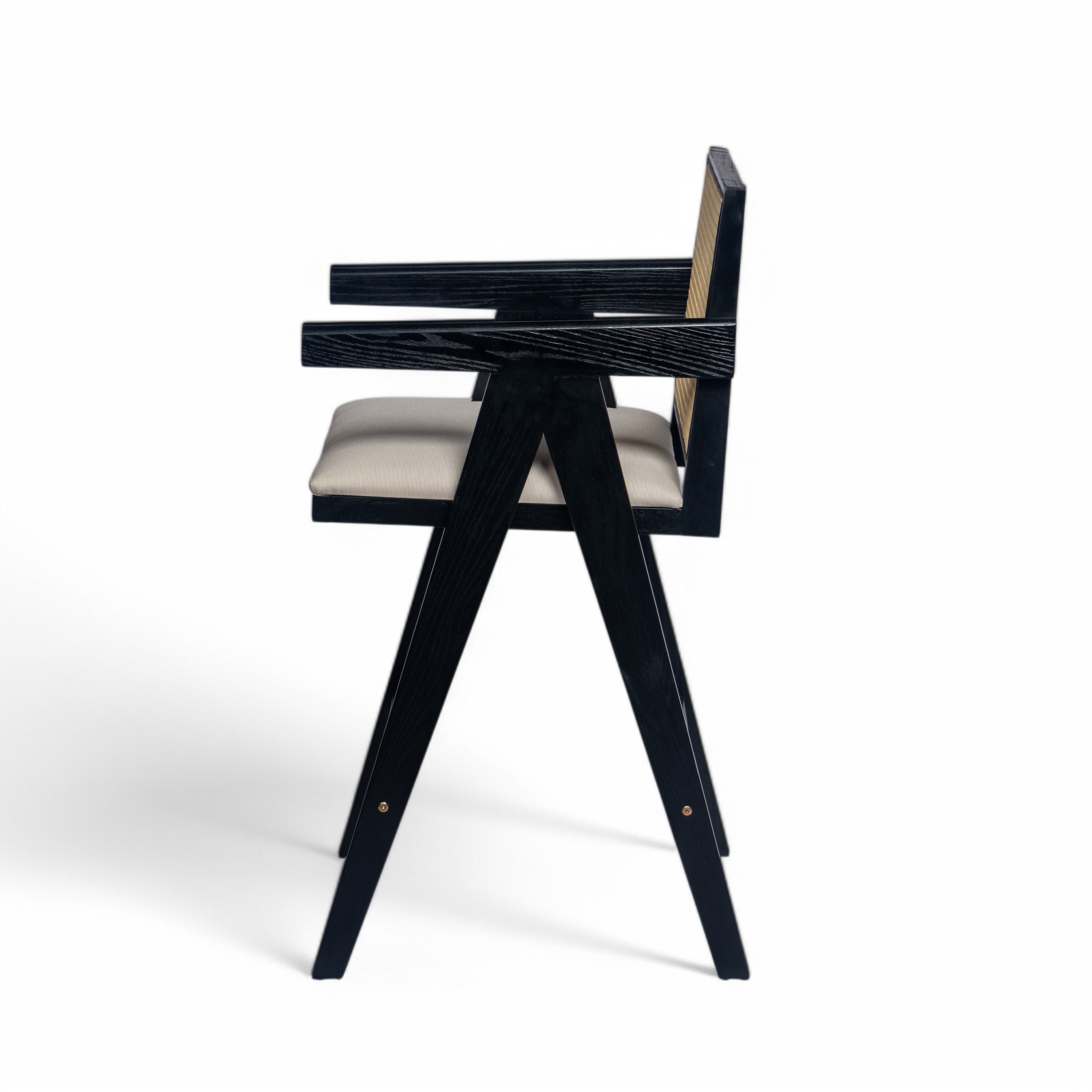 Lodi 27" Modern Cane Back Upholstered Bar Stool Set of 2 with Armrests