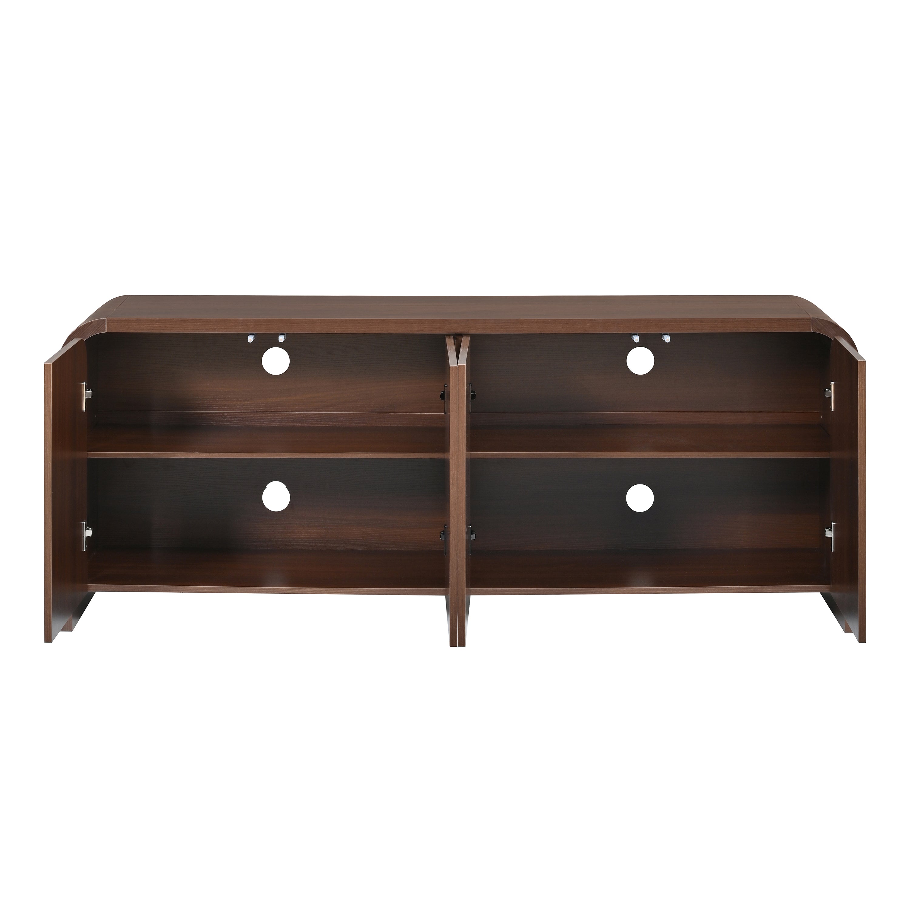 Rieti 66" Curved 4-Door Credenza Media Console with Adjustable Shelves