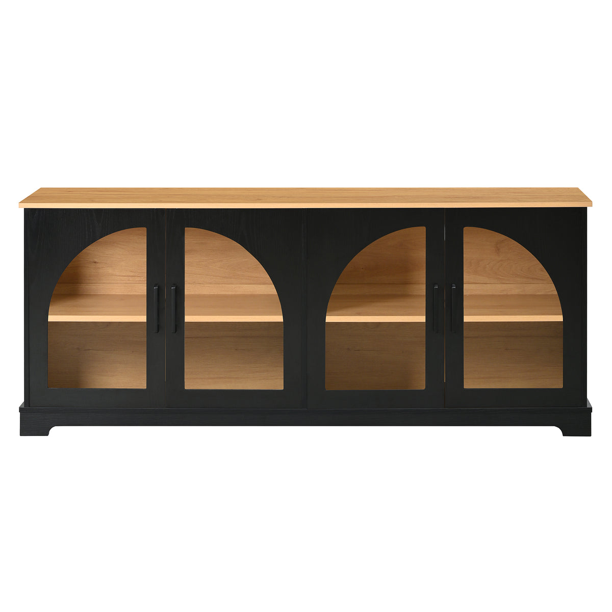Spoleto 67" Arched Glass Door TV Stand Media Console with 4 Doors