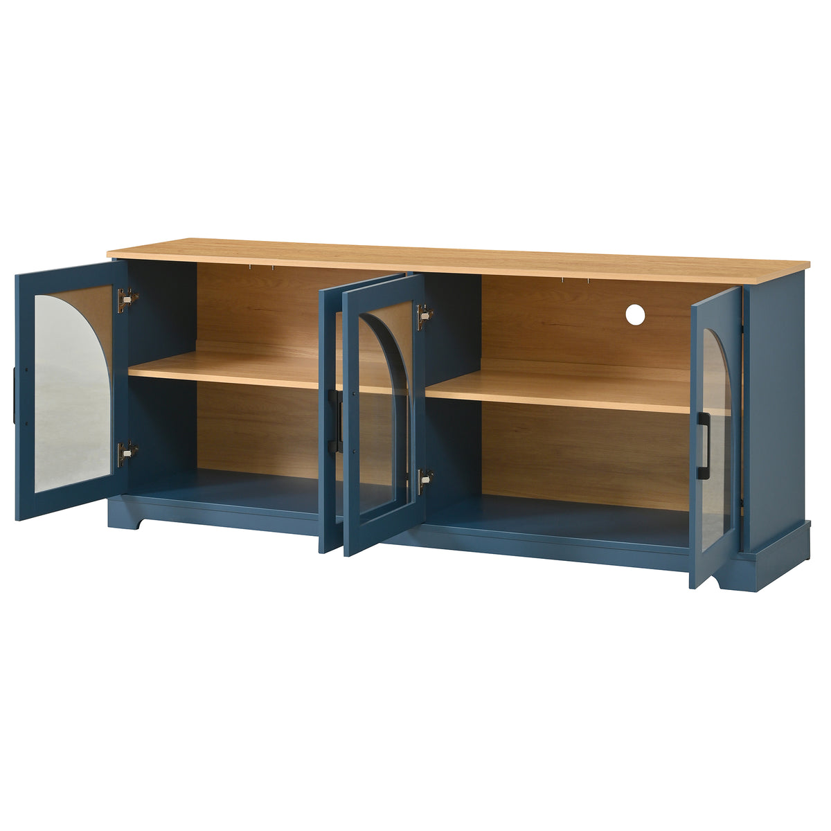 Spoleto 67" Arched Glass Door TV Stand Media Console with 4 Doors