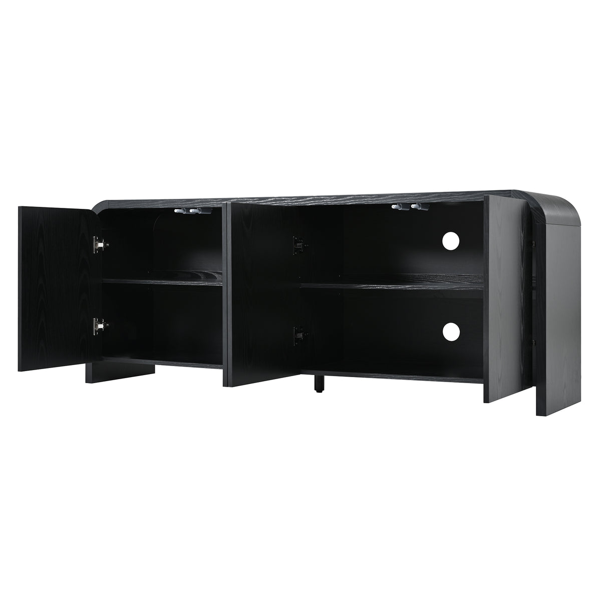 Rieti 66" Curved 4-Door Credenza Media Console with Adjustable Shelves