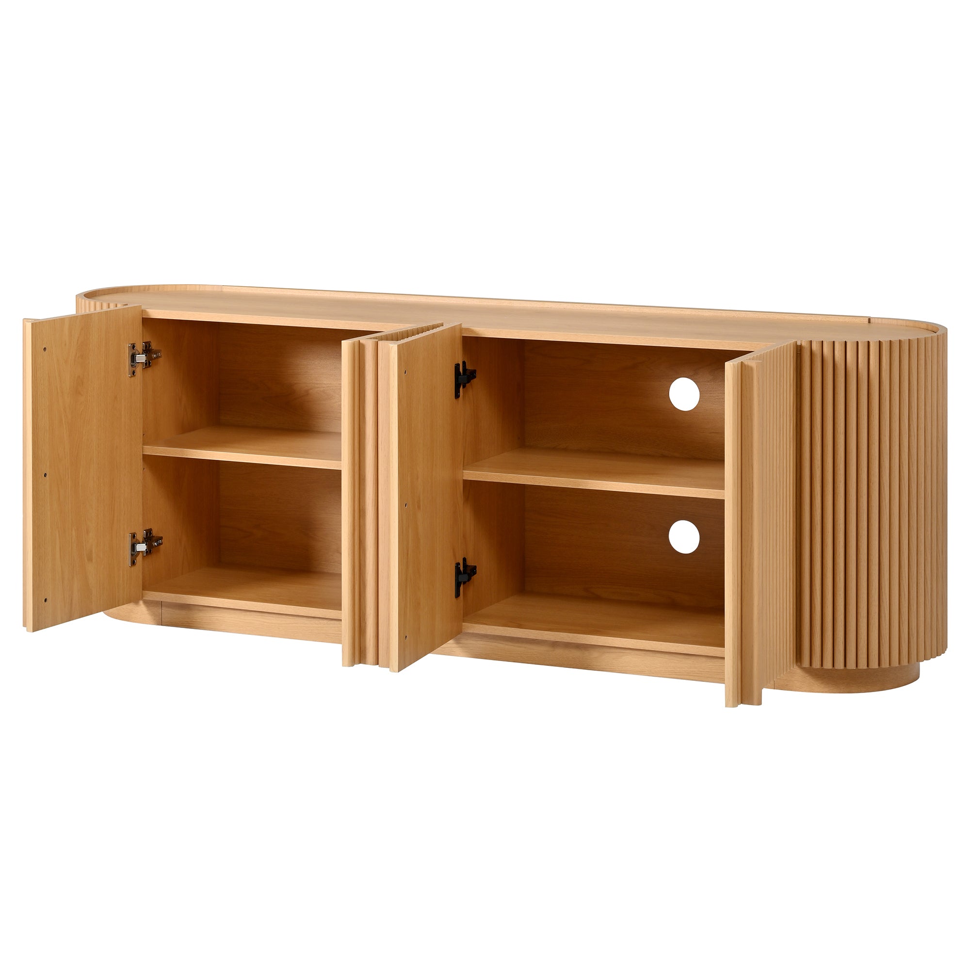 Cuneo 67" Fluted Credenza Media Console with Curved Edges