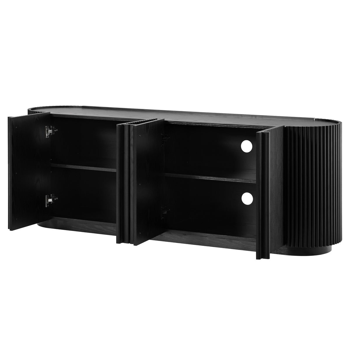 Cuneo 67" Fluted Credenza Media Console with Curved Edges