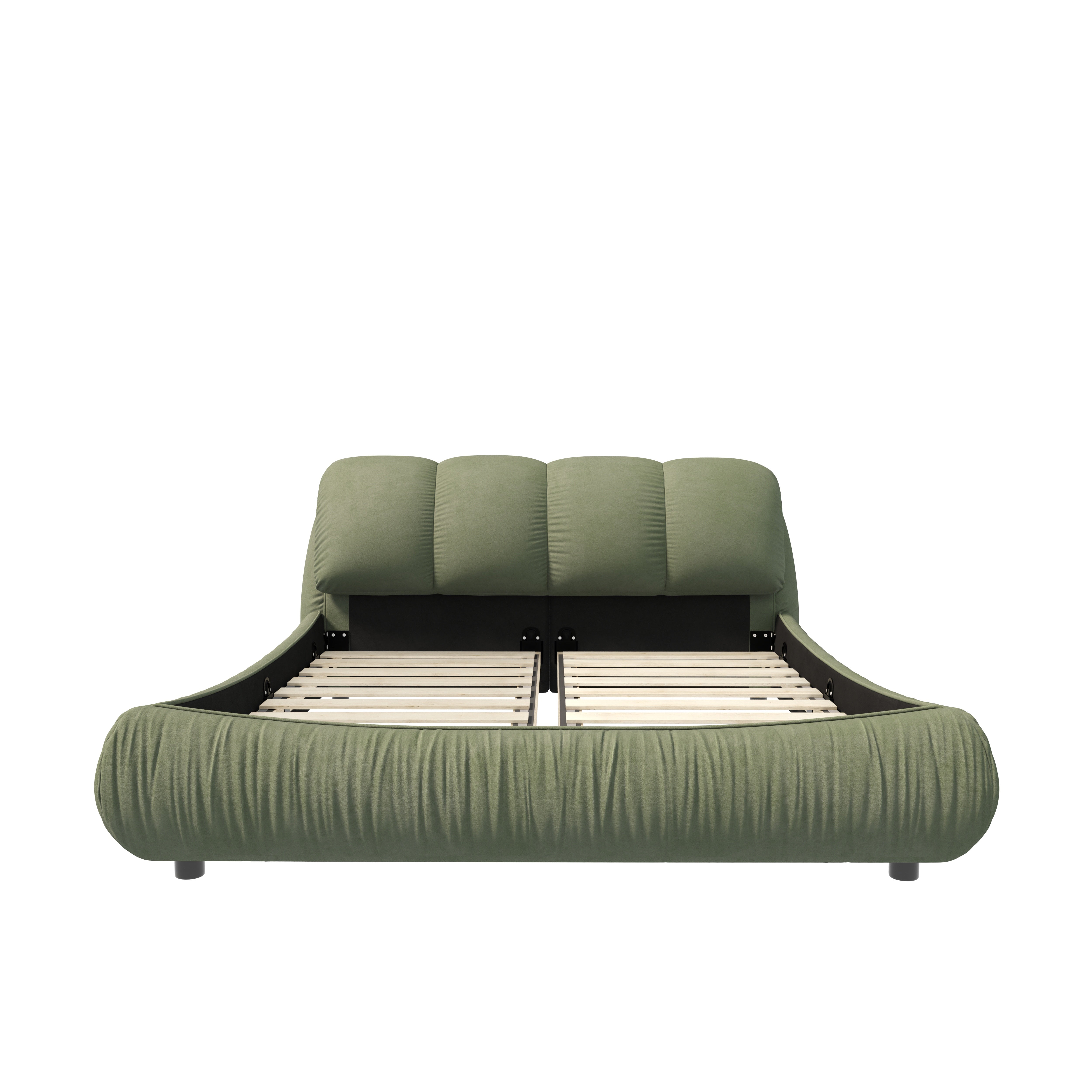 Trosa Luxury King Upholstered Platform Bed with Oversized Cushion Headboard