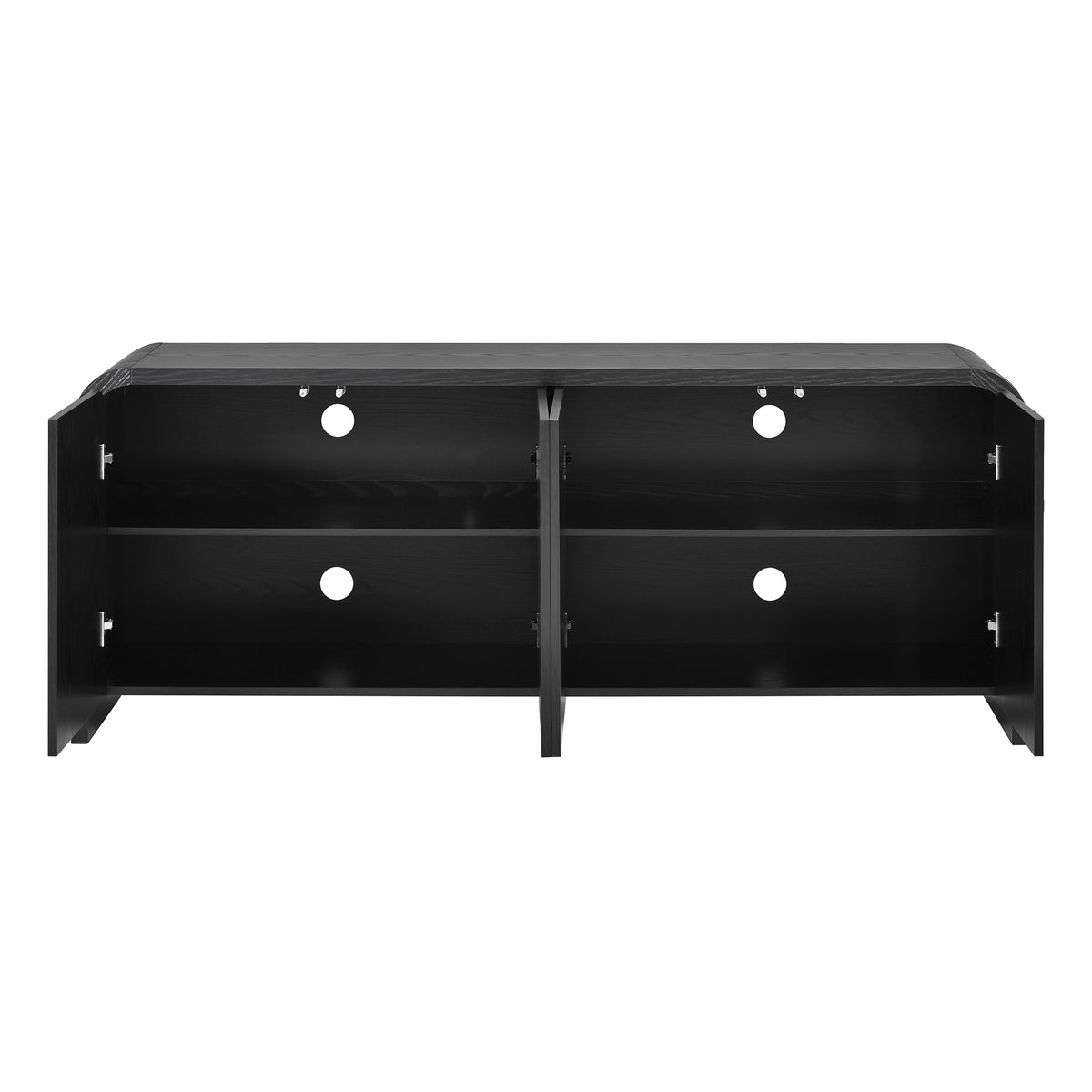 Rieti 66" Curved 4-Door Credenza Media Console with Adjustable Shelves