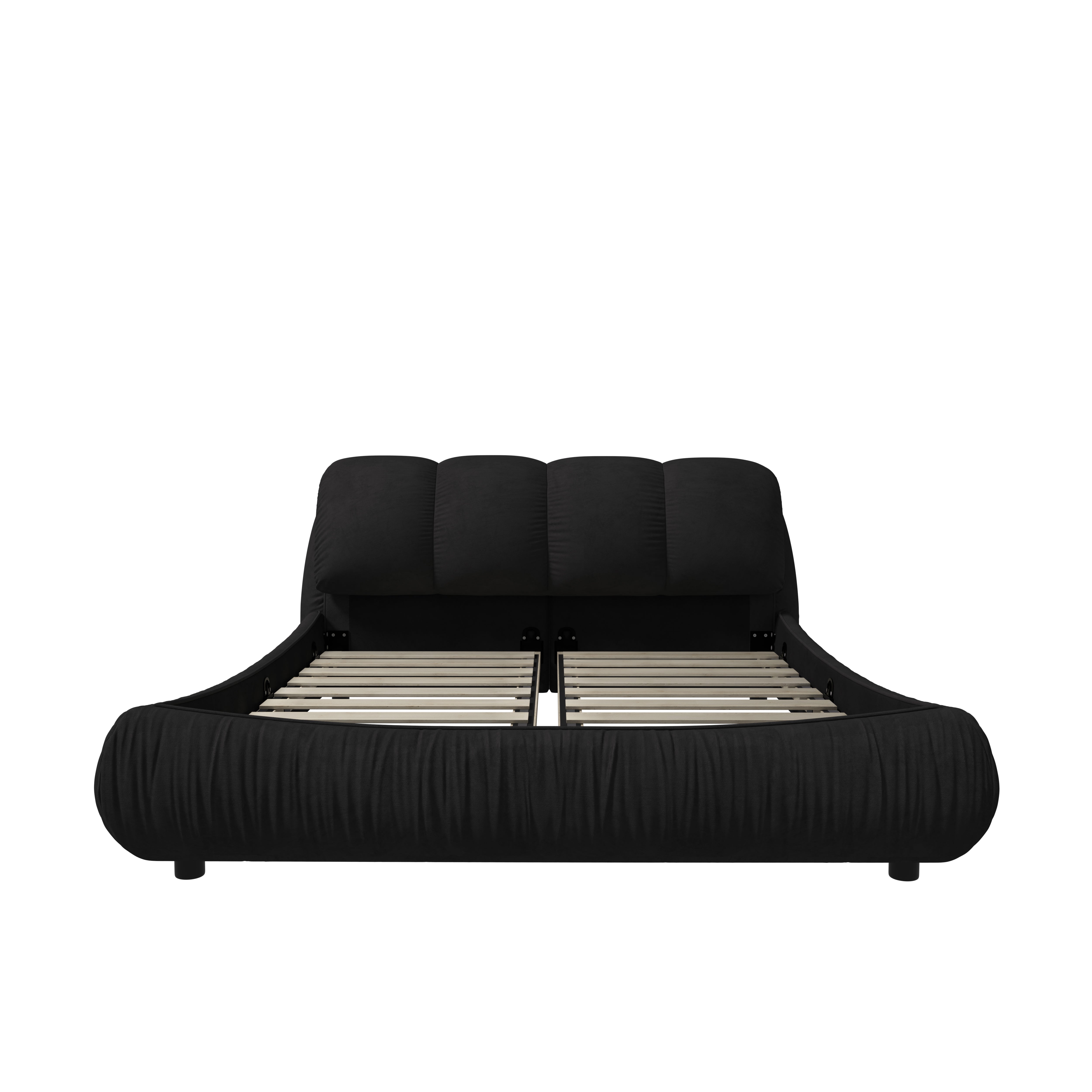 Trosa Luxury King Upholstered Platform Bed with Oversized Cushion Headboard
