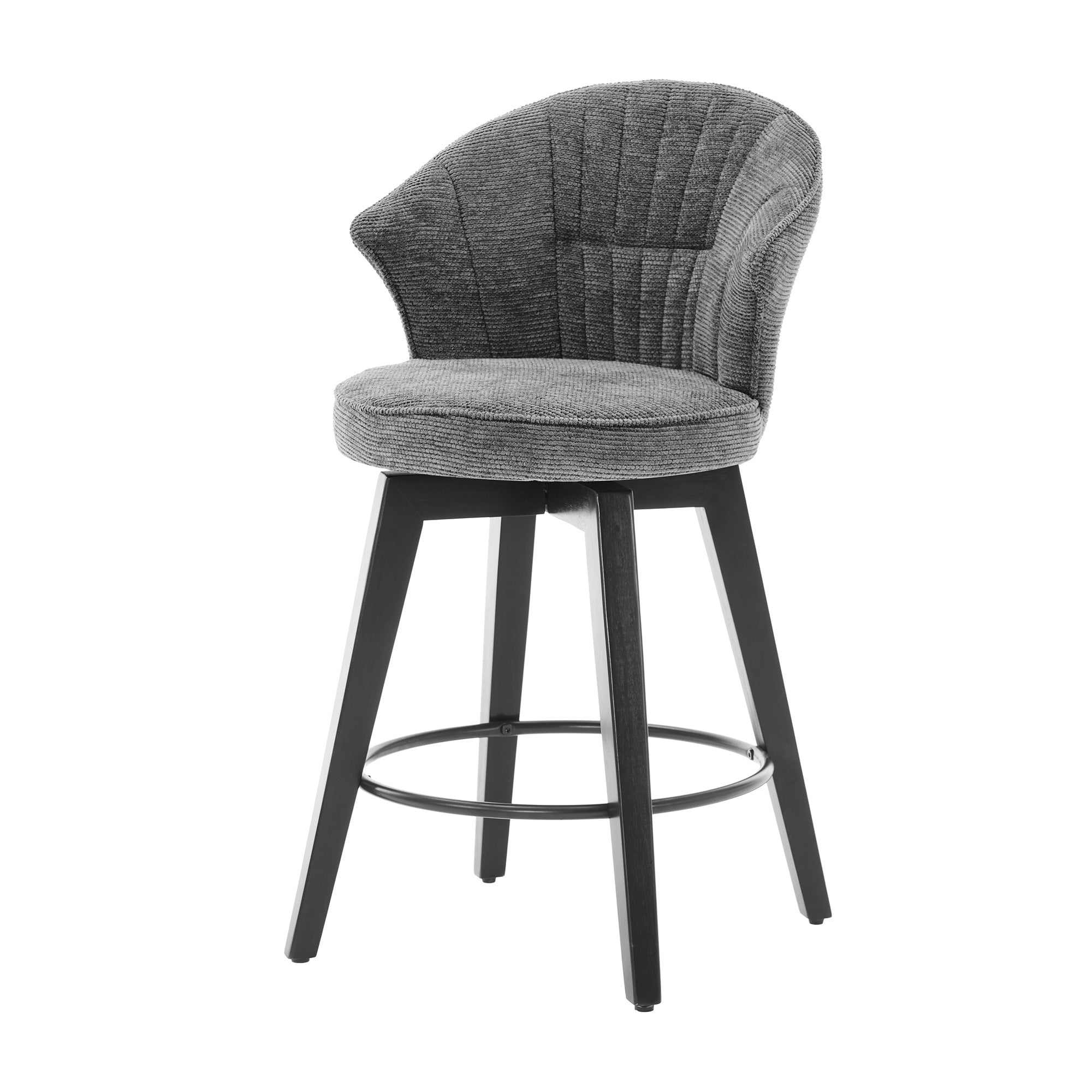Jumilla 25" Chenille Upholstered Swivel Counter Height Bar Stool Set of 2