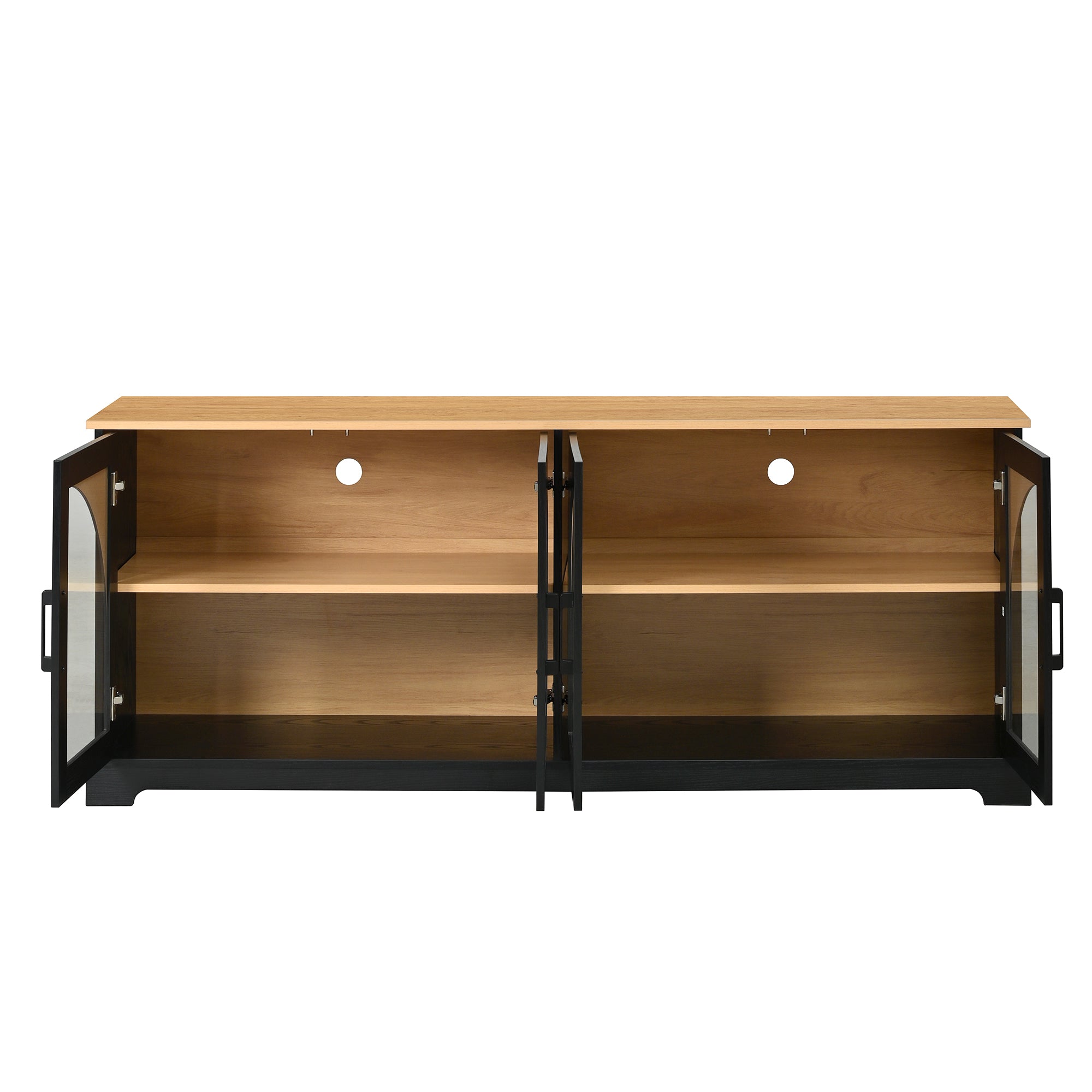 Spoleto 67" Arched Glass Door TV Stand Media Console with 4 Doors