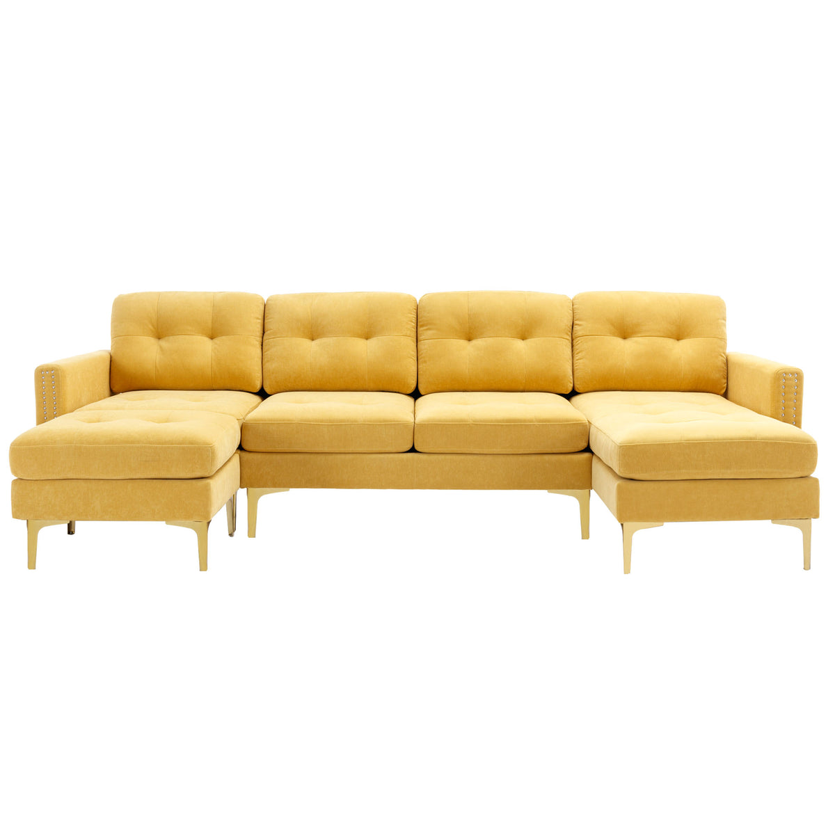 Lubbock 110.6" U-Shaped Convertible Velvet Sectional Sofa with Ottoman
