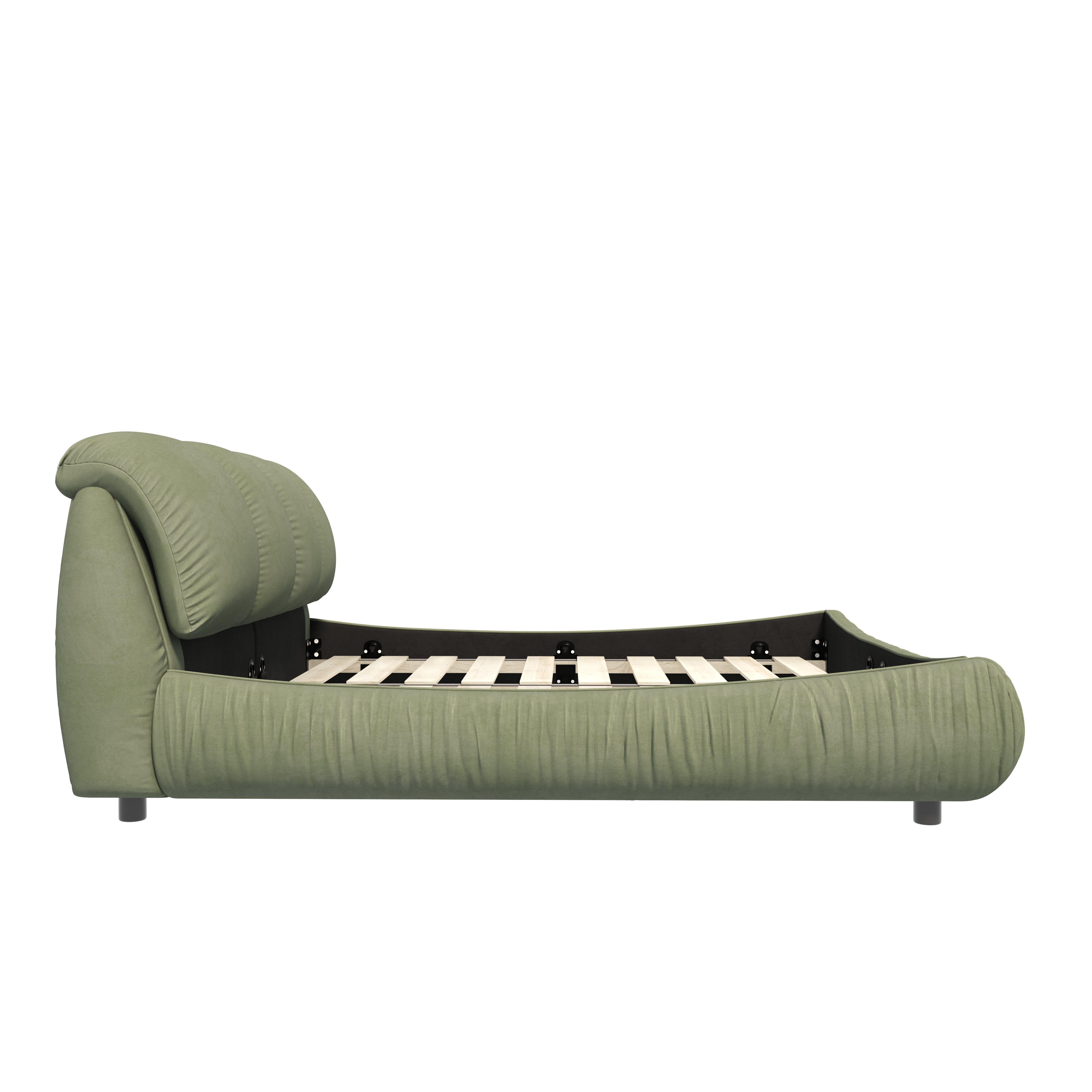 Trosa Luxury King Upholstered Platform Bed with Oversized Cushion Headboard