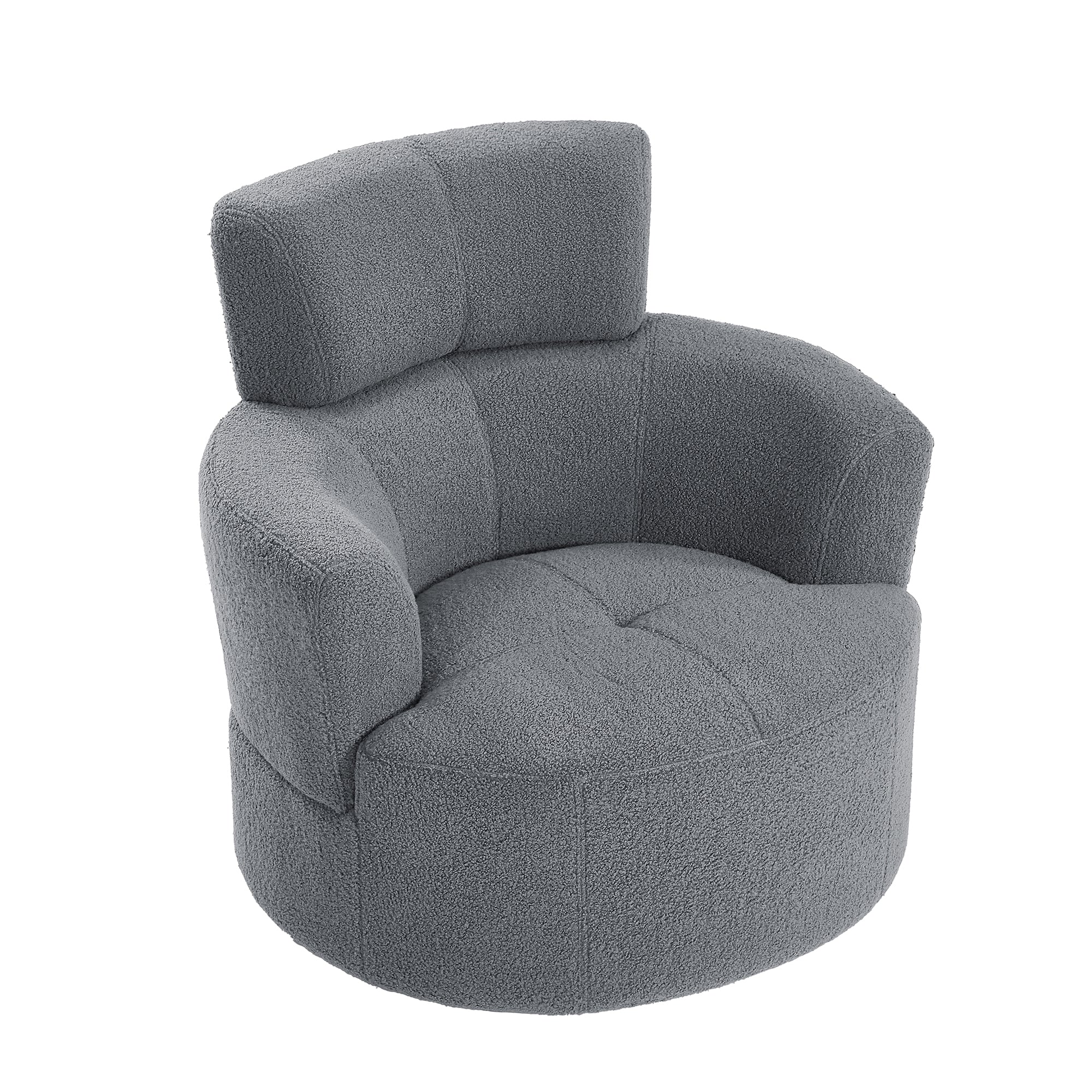 Cascade Boucle Swivel  Round Sofa Chair with Adjustable Headrest