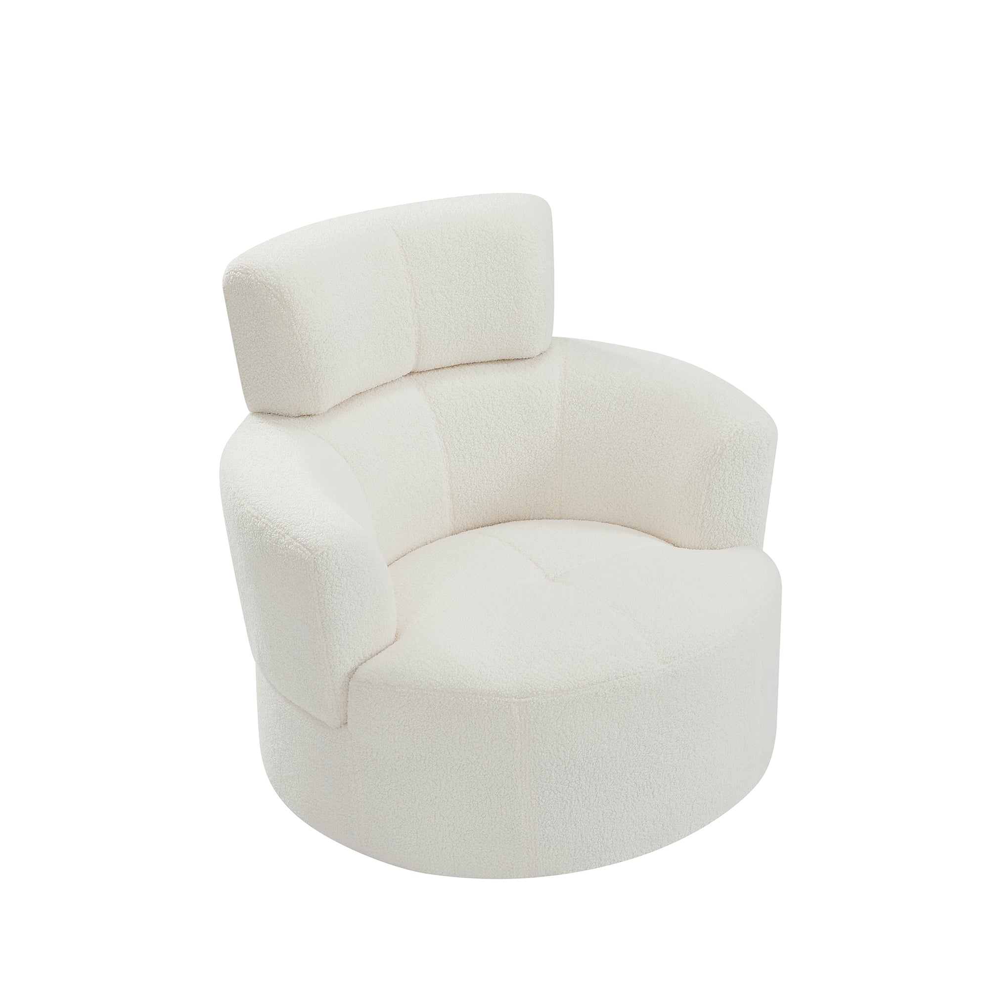 Cascade Boucle Swivel  Round Sofa Chair with Adjustable Headrest
